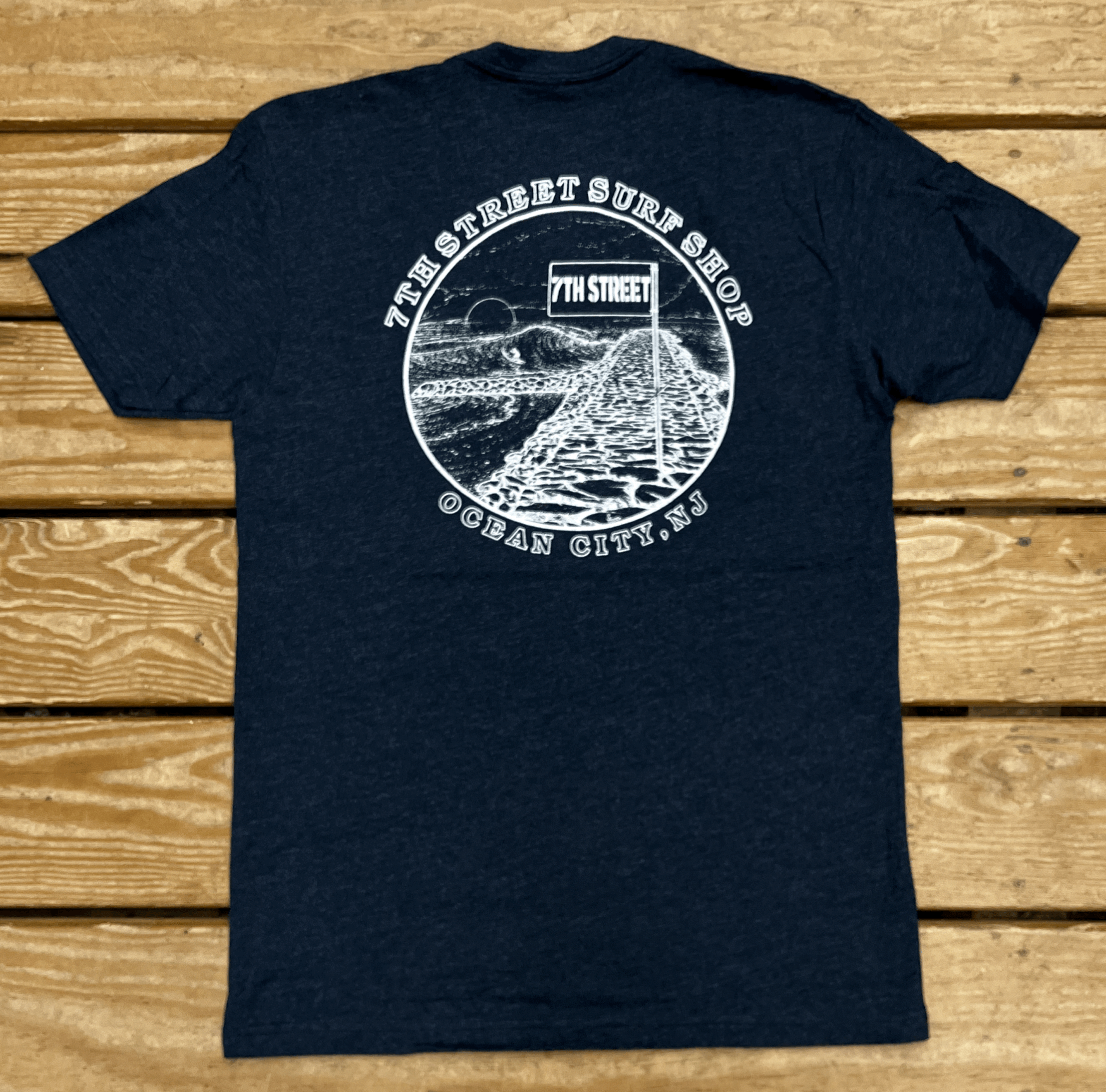 Mens Tee Old Jetty Heather Navy