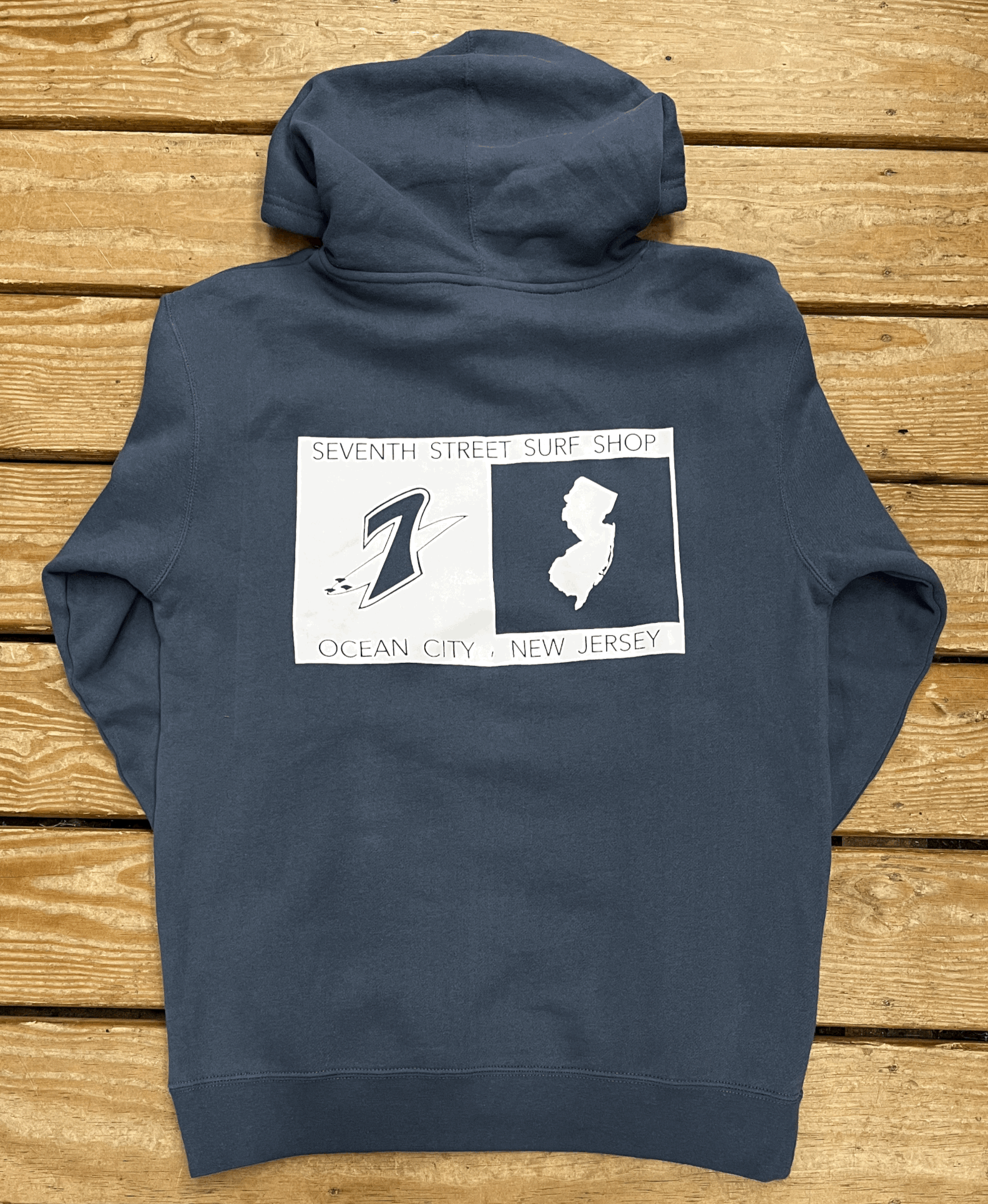 Mens Hoodie New Jersey 7 Denim Blue