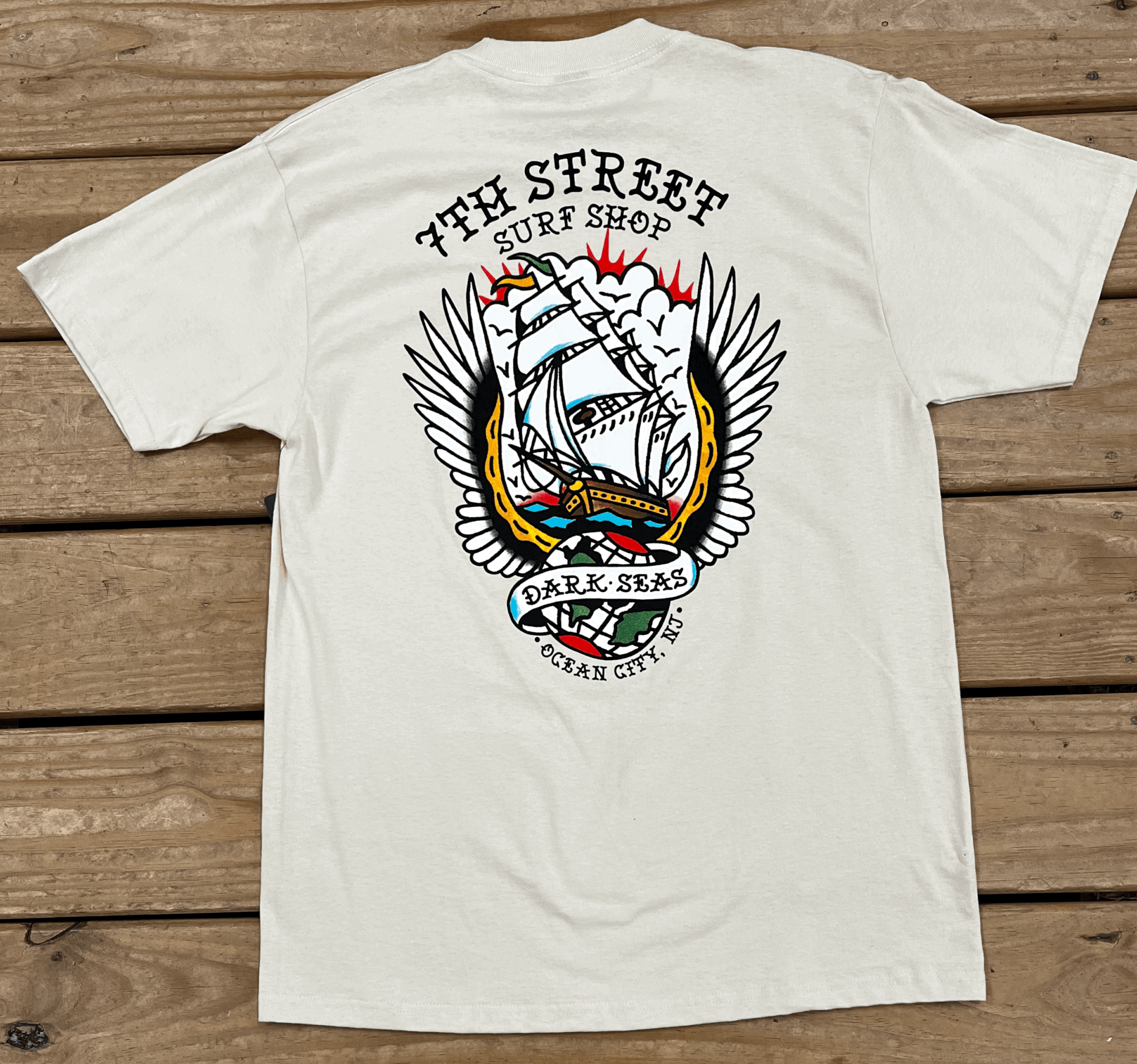 Mens Tee Dark Seas X 7th Street Worldwide Tee - Cream