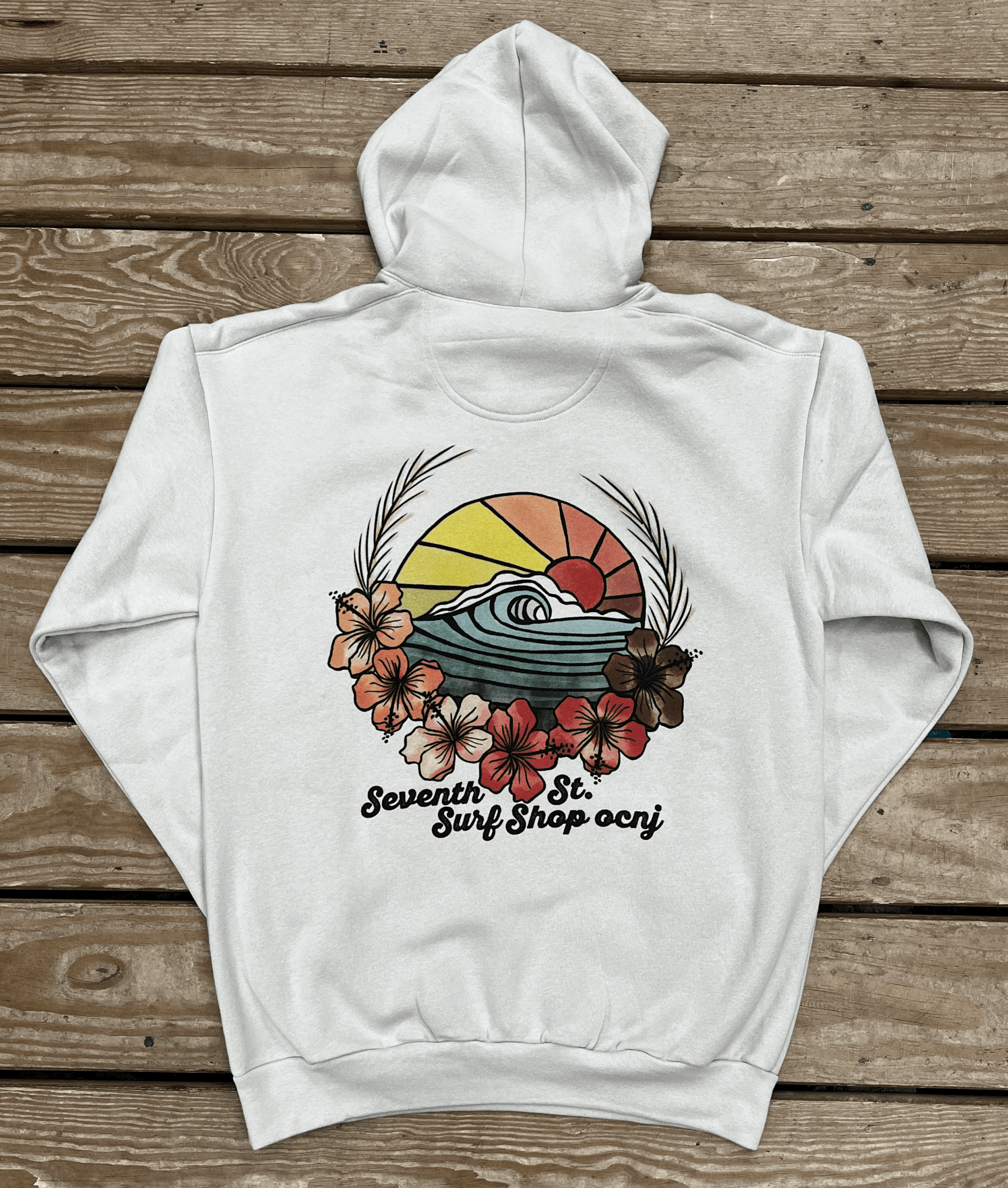 Womens Hoodie Hibiscus Flower Tan