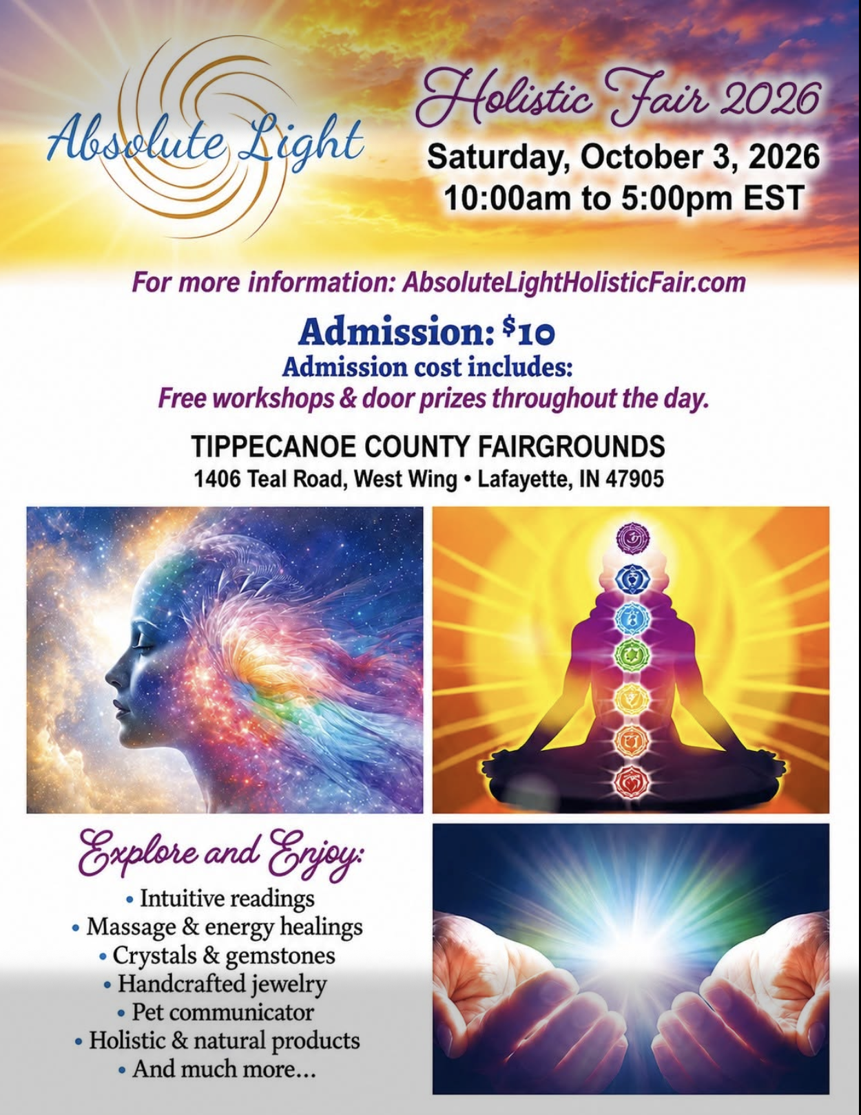 Absolute Light Holistic Fair ~ Tippecanoe County Fairgrounds ~ Lafayette IN 