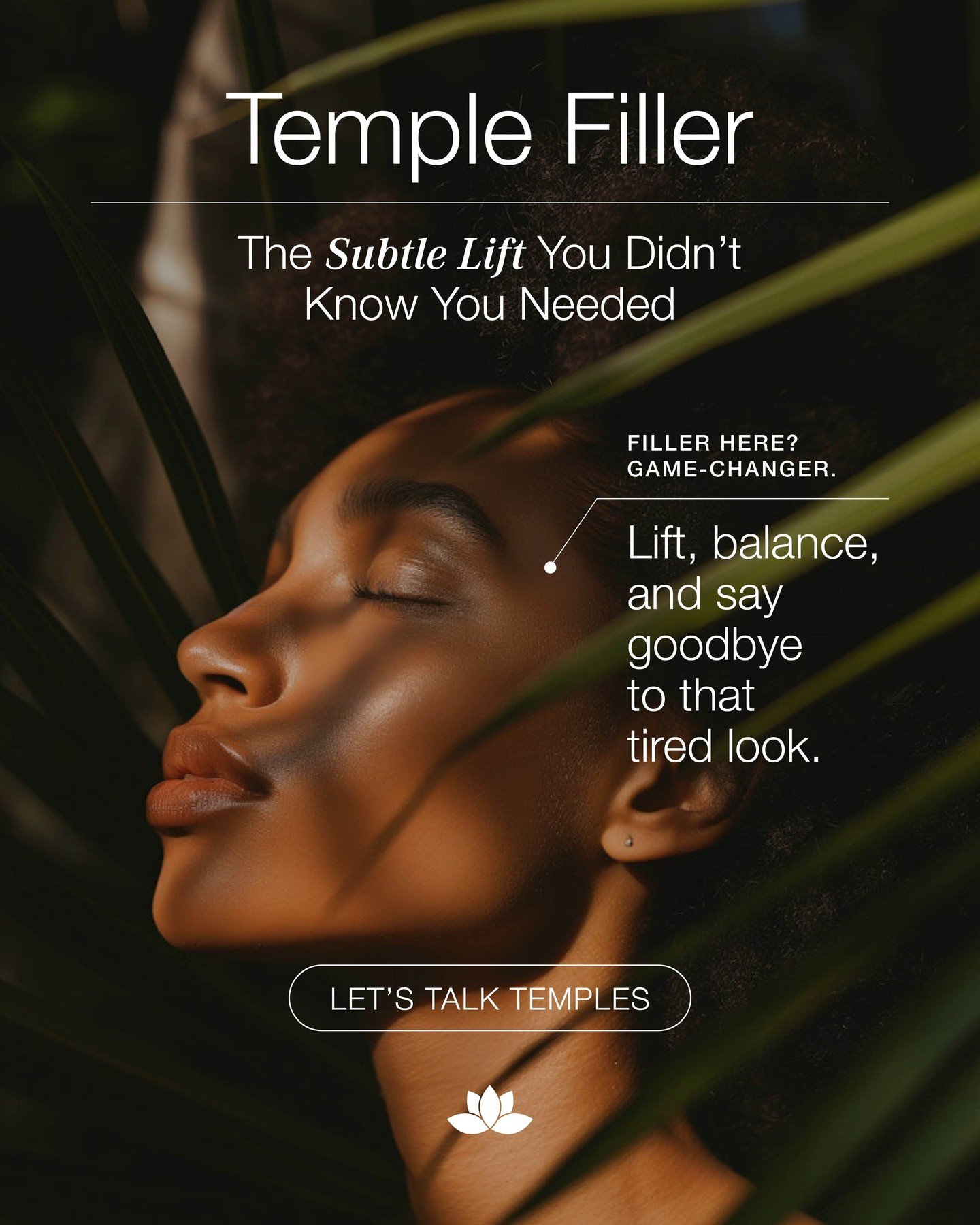 Temple Filler: The Secret Lift 💥 Hollow temples? They can make your whole face look tired and sunken. A little filler here supports the brows, softens the upper face, and brings it all together. 💉 Don&rsquo;t be a peanut head &mdash; level up your 