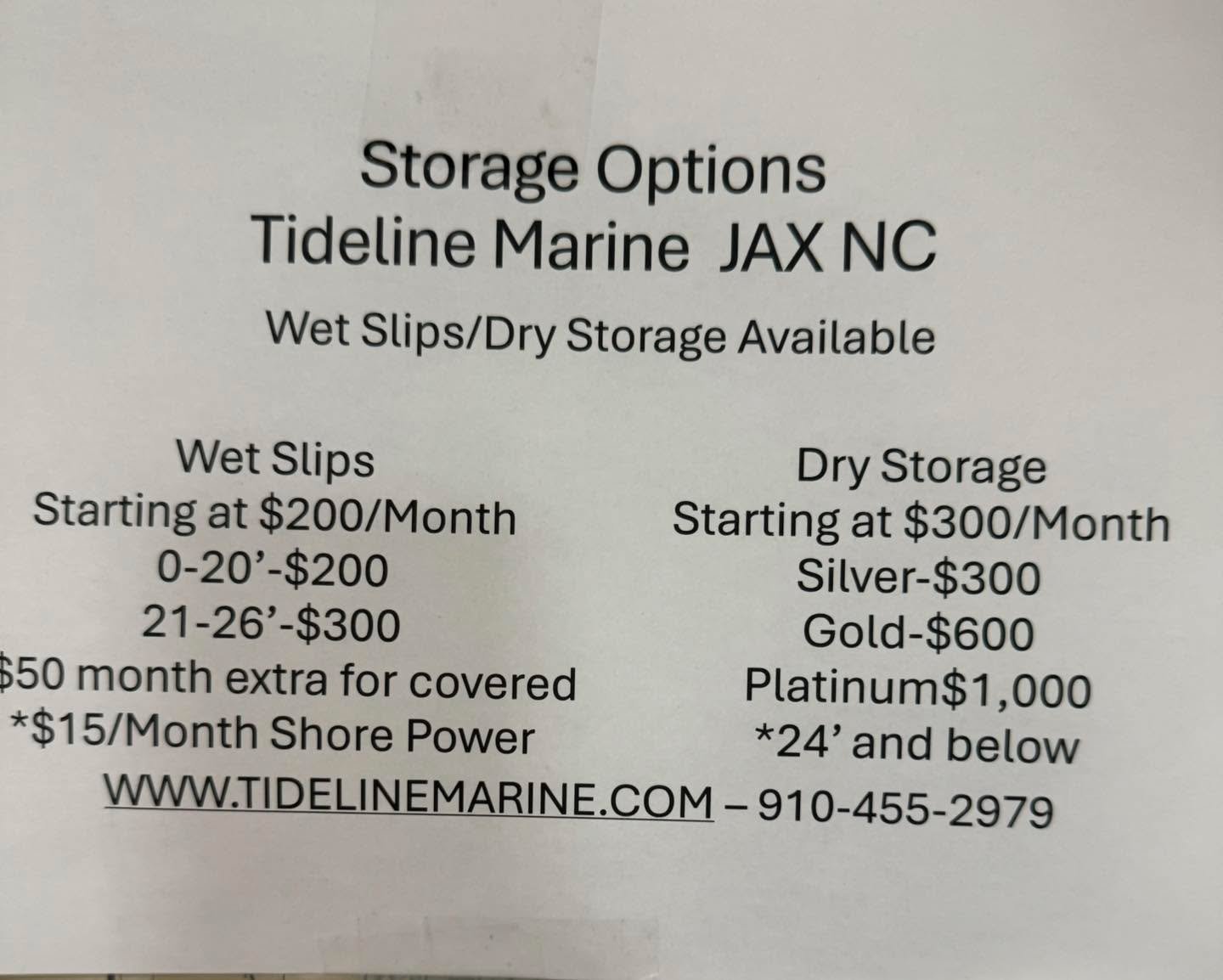 Dry storage available here at #tidelinemarine