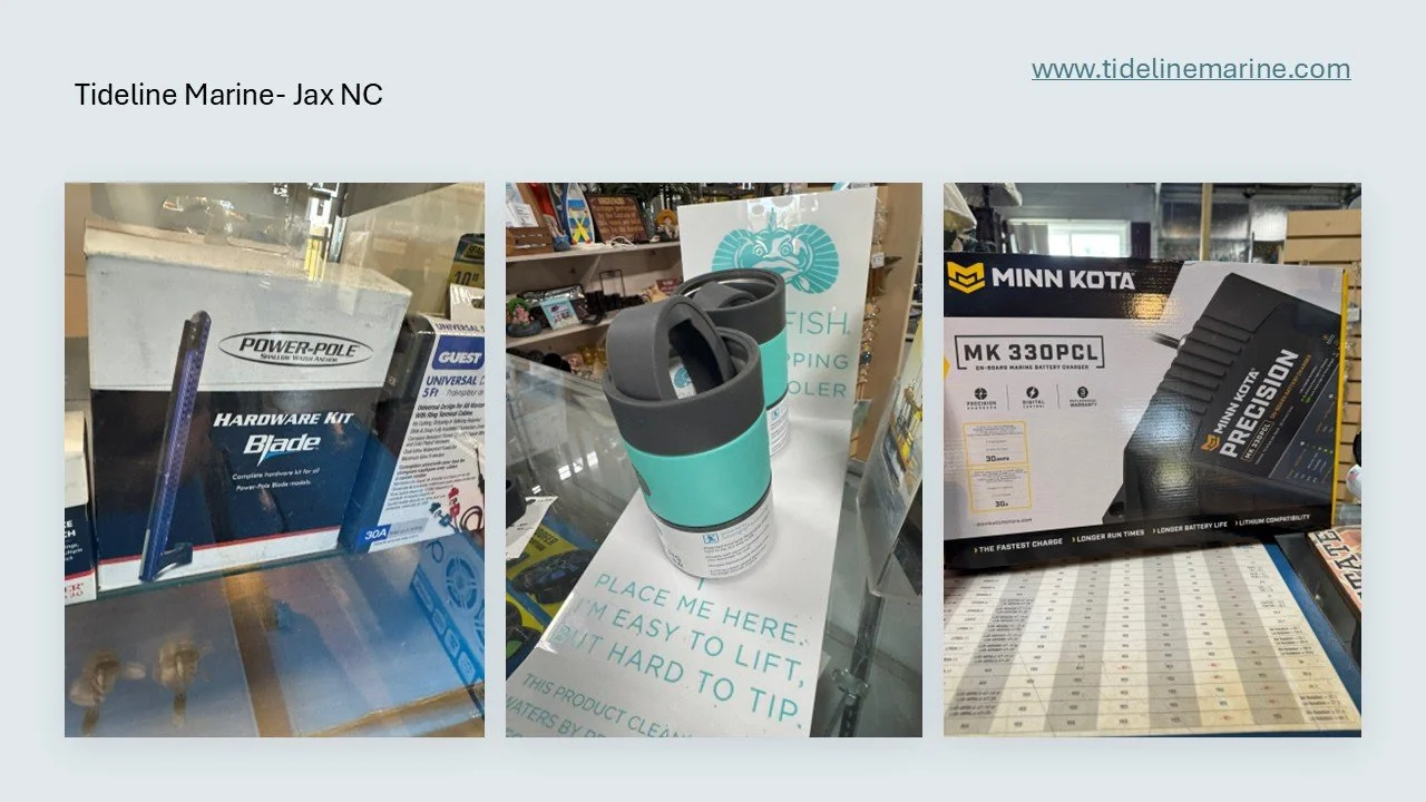 Need stuff?
Come check us out...
Come check us out at #tidelinemarine for all of your #boating #fishing #bait and #tackle needs in #jacksonvillenc
www.tidelinemarine.com