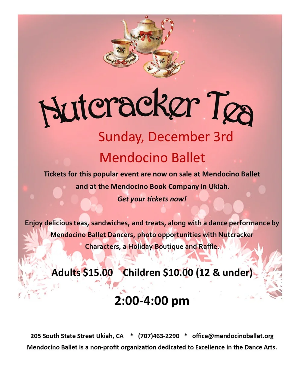 It's tea time! Our Nutcracker Tea will be held December 3rd