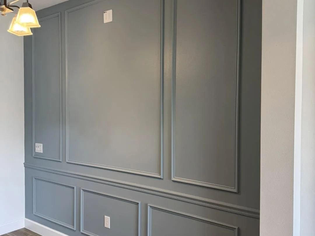 Board-and-batten picture-frame wainscot accent wall
