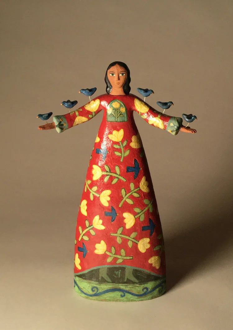 Lisa Smith Ceramics Woman With Birds 167 Sold