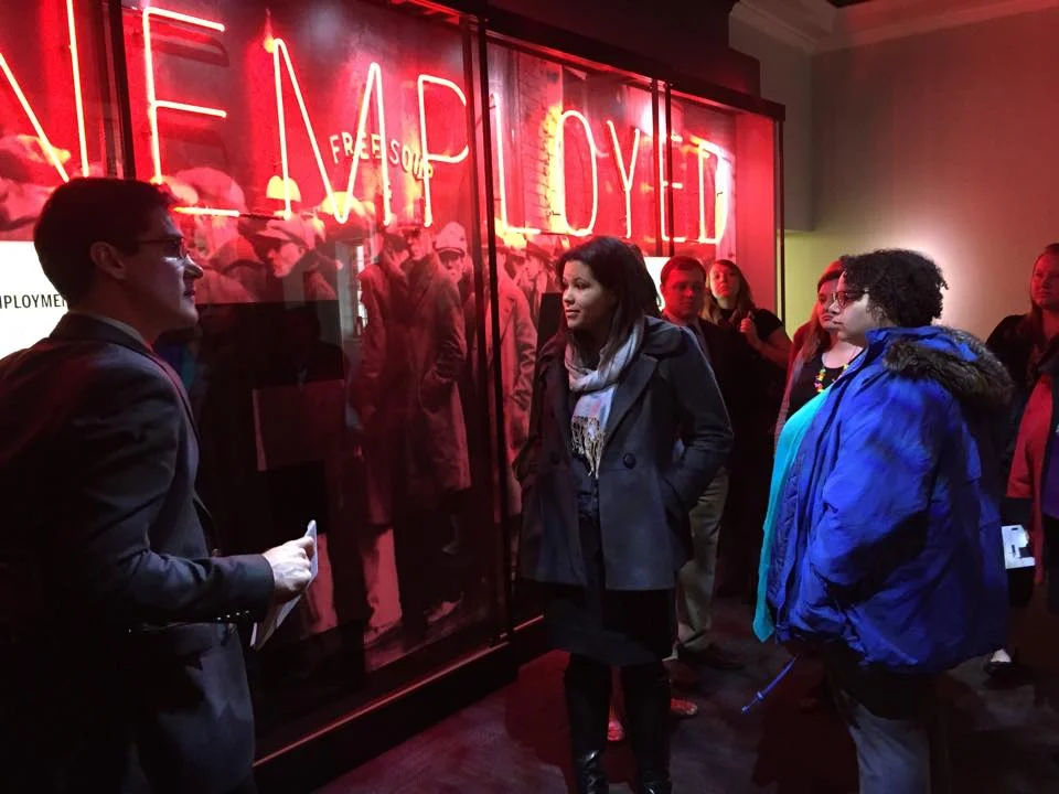 Will discusses FDR's New Deal with students on a field trip to Hyde Park