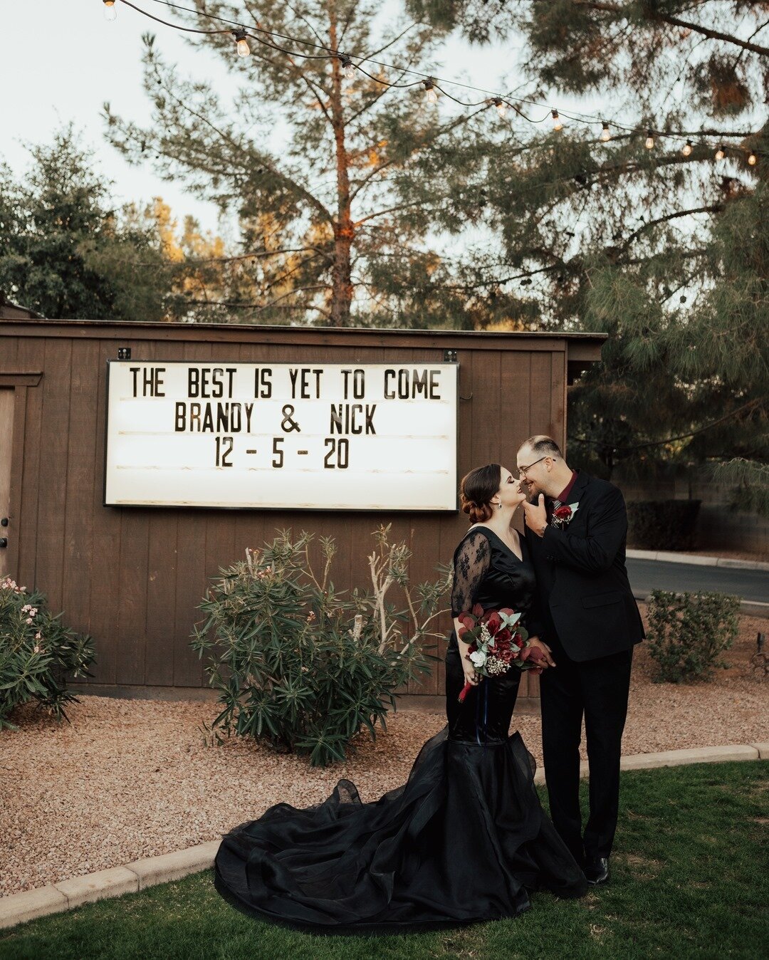 How cute is this custom marquee from Brandy and Nick's wedding!! Loved this edgy, 20's themed wedding and Brandy's all black wedding dress! She had it custom made and the train was removable for the reception to dance! Such a fun day!