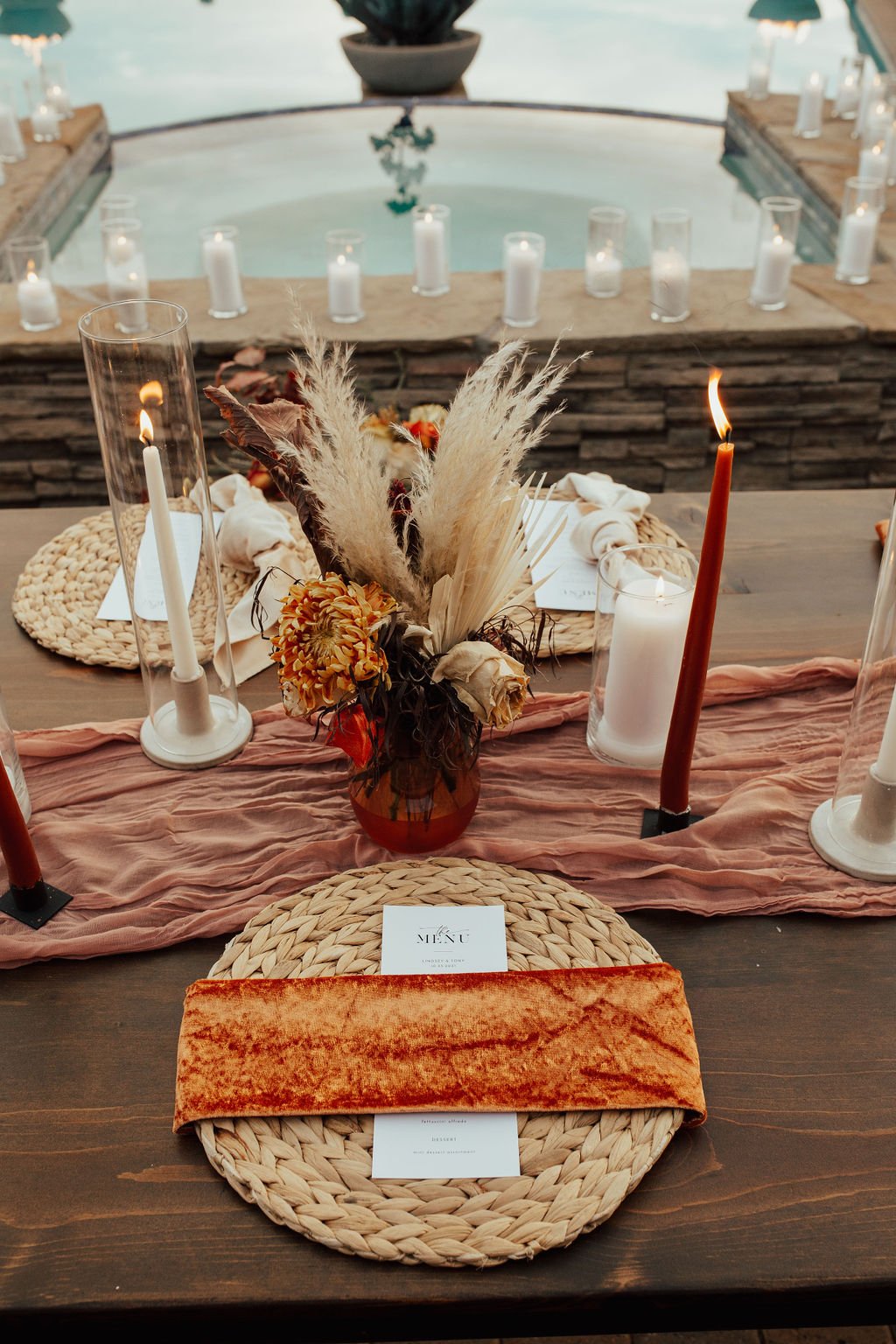 table setting arizona boho wedding details