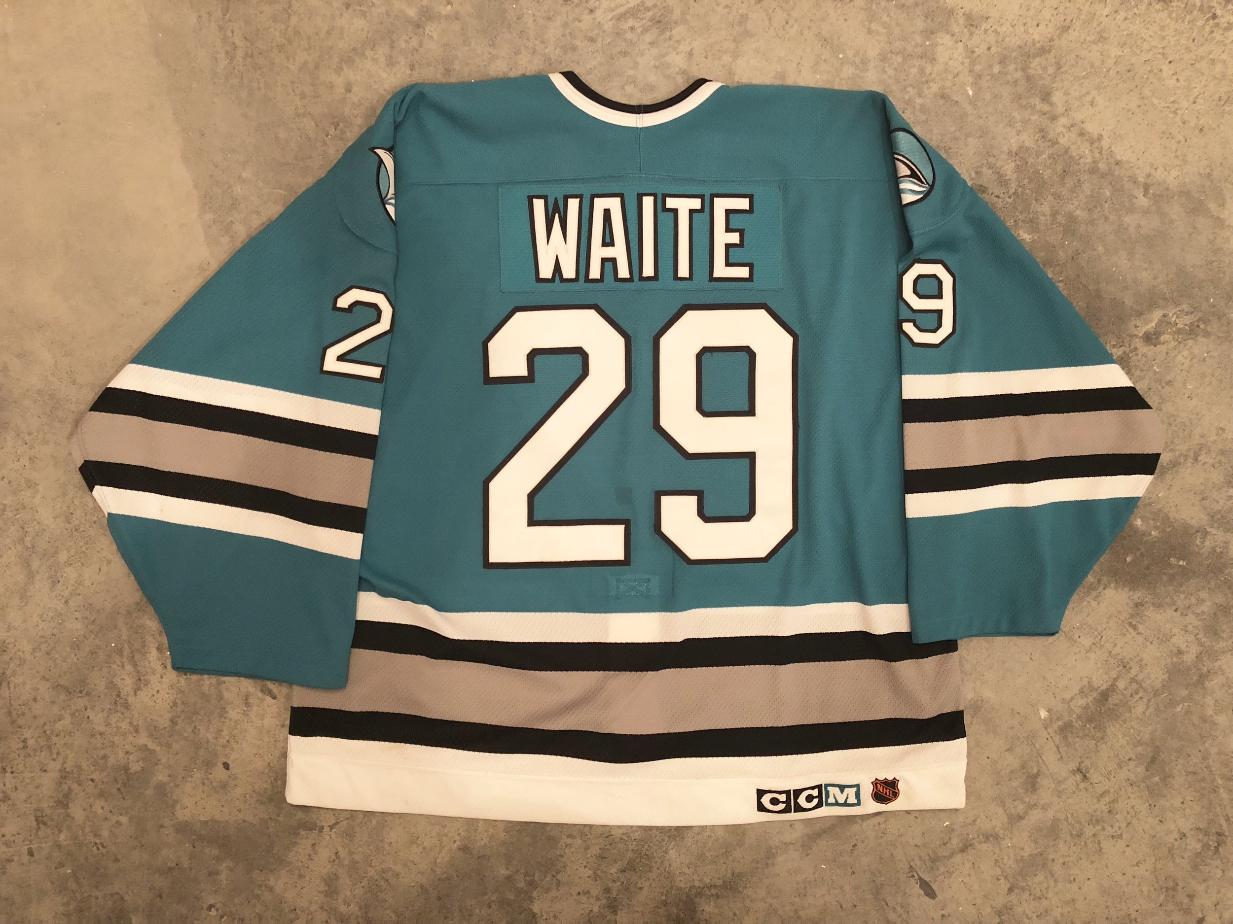 Jimmy Waite Sharks — Game Worn Goalie Jerseys