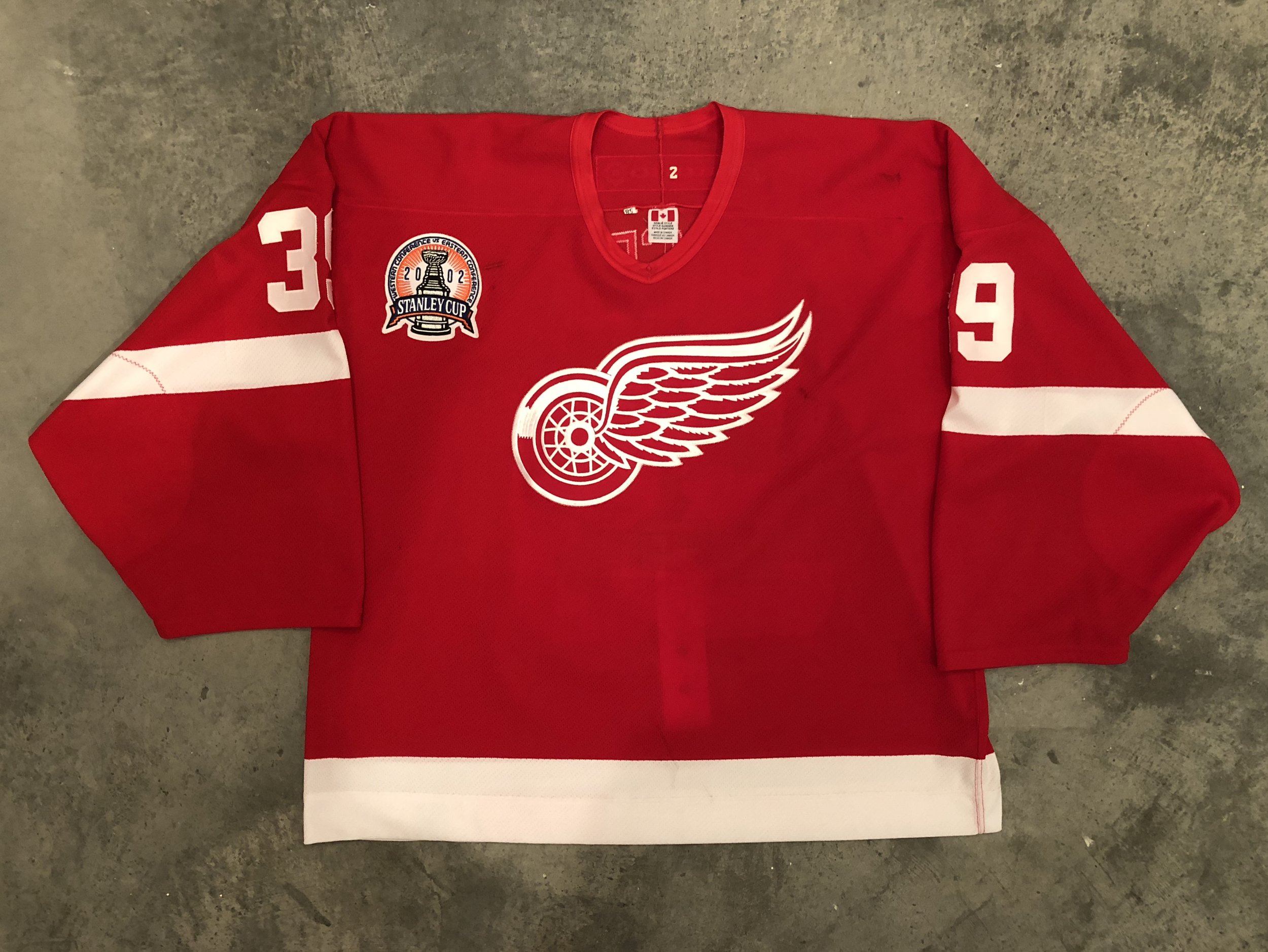 2001-02 Dominik Hasek Detroit Red Wings Game Worn Jersey - Stanley Cup  Season - Team Letter