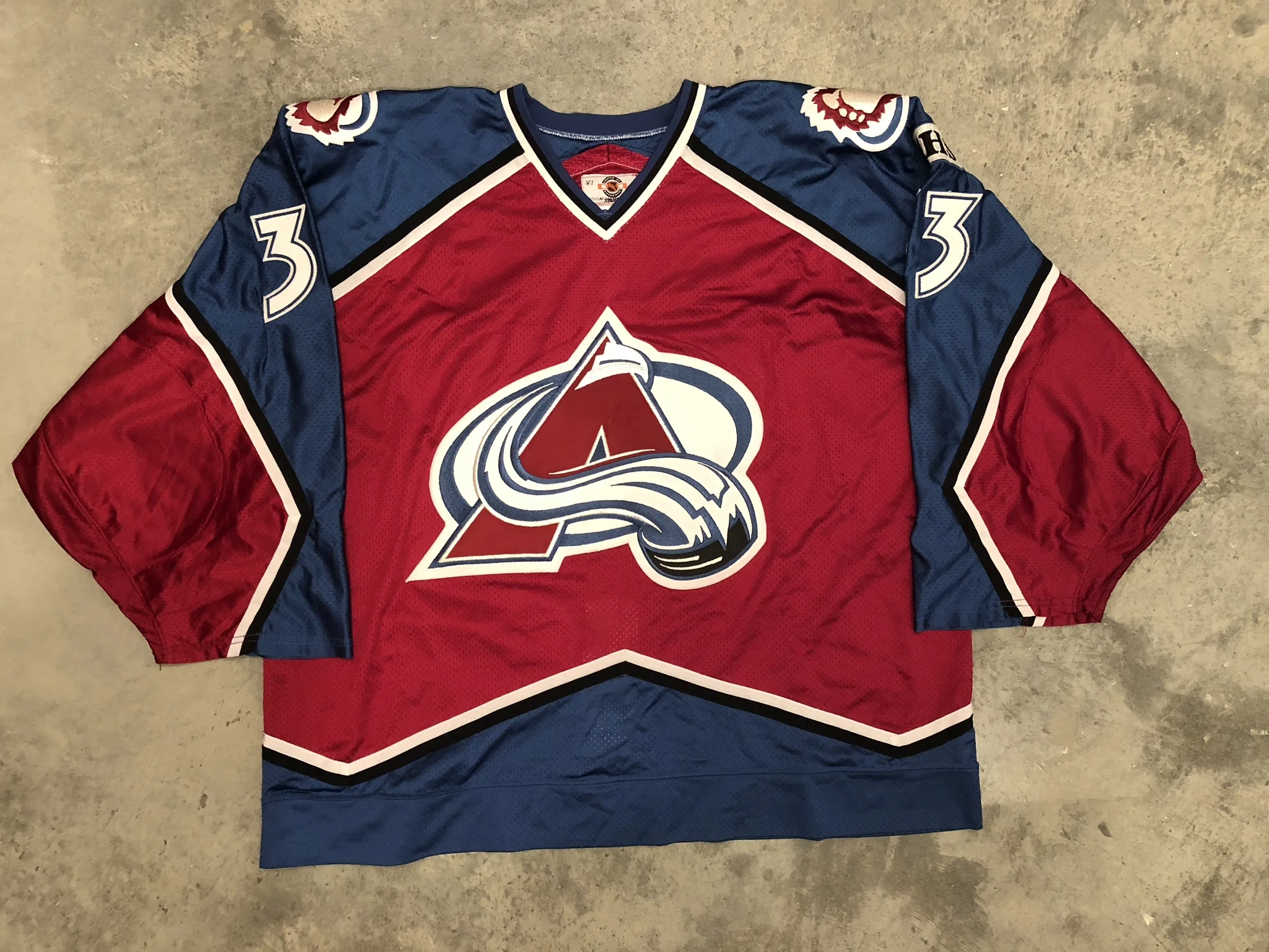 1998-99 Patrick Roy game worn road jersey with Columbine High School patch