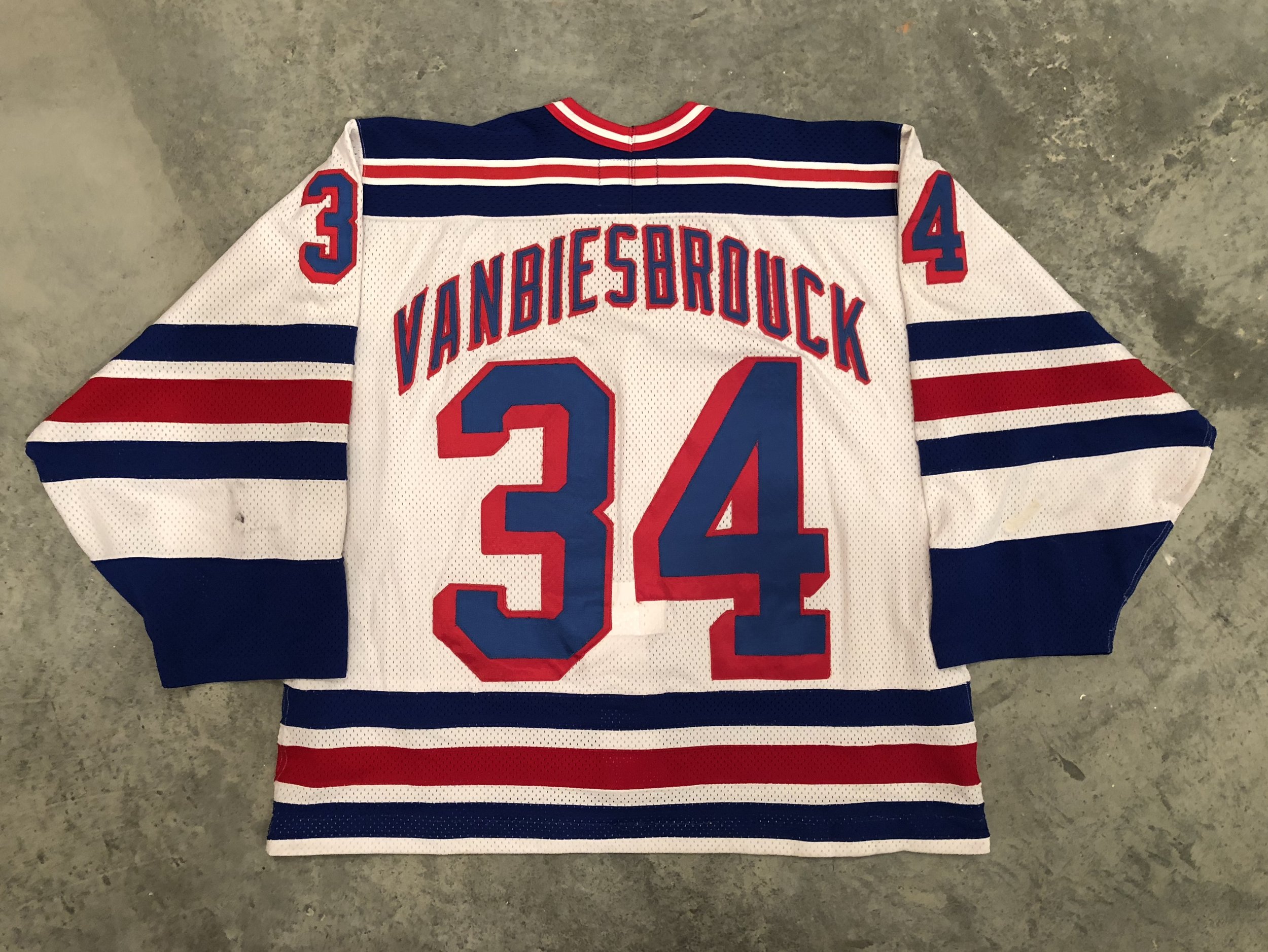 Vanbiesbrouck - Rangers alumni — Game Worn Goalie Jerseys