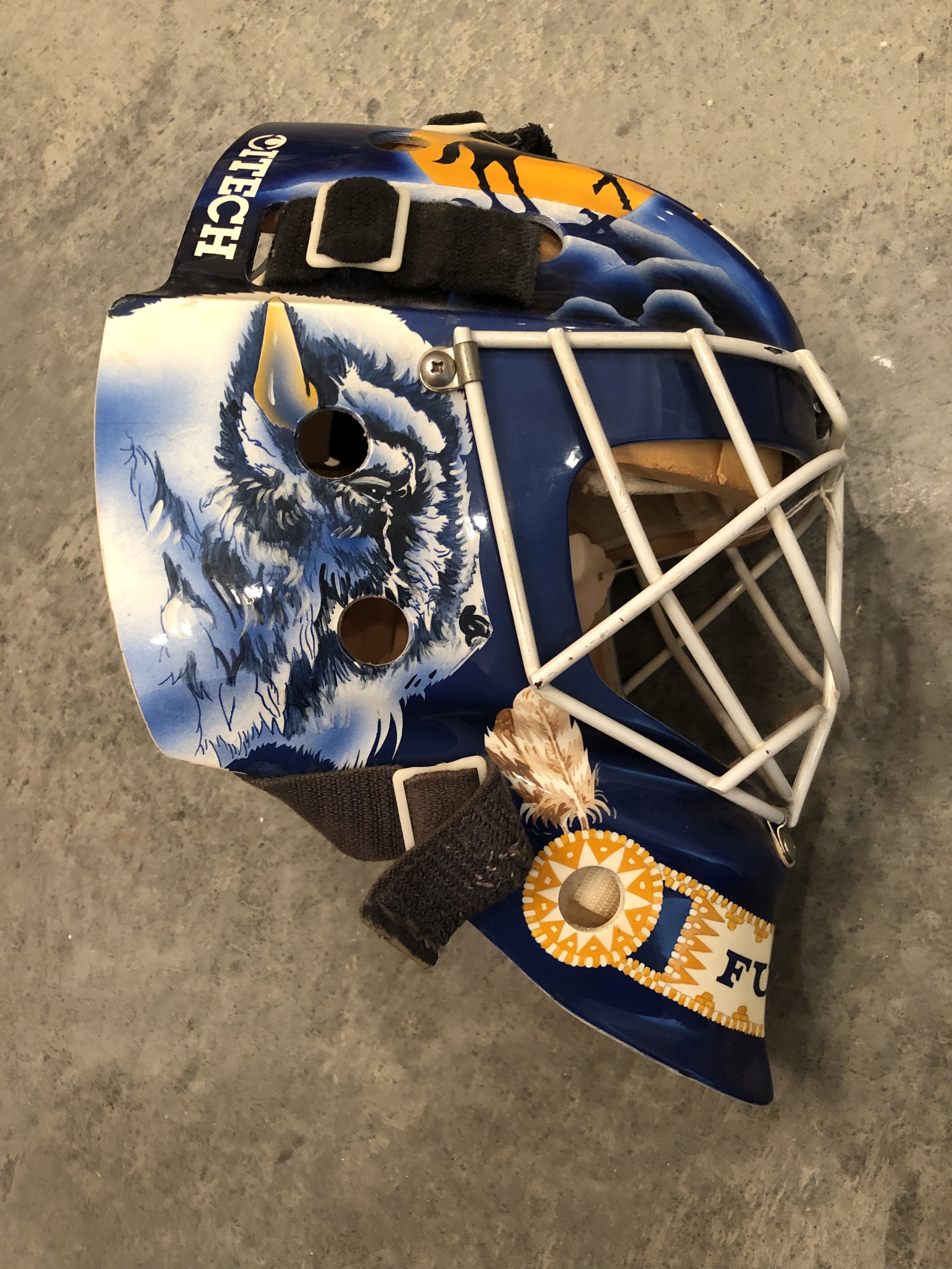 GRANT FUHR GAME USED WORN GOALIE MASK ST-LOUIS BLUES 1996-97 SUNDIN S –  Goalie Mask Collector