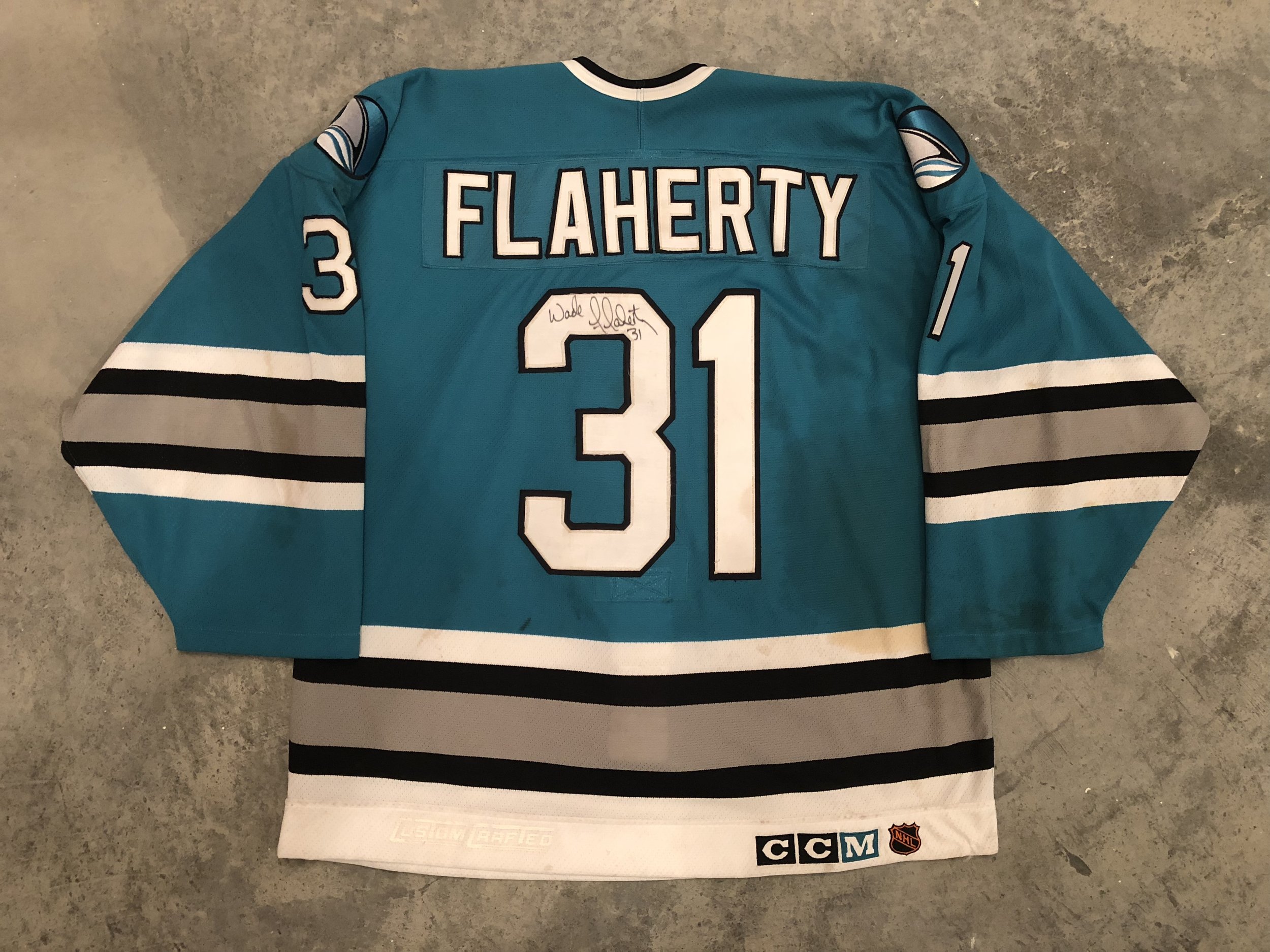 Wade Flaherty Sharks — Game Worn Goalie Jerseys