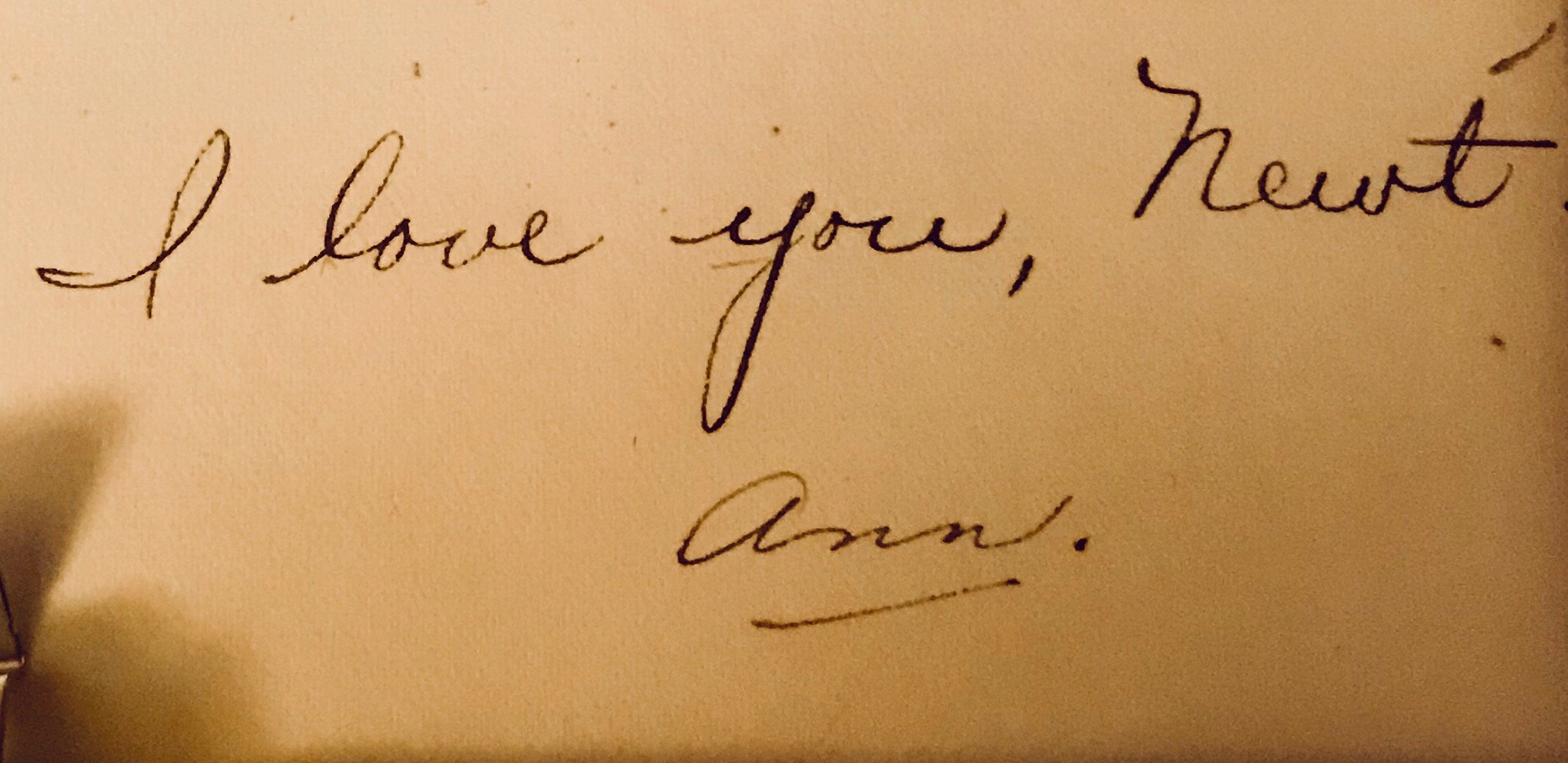 Grandma's note to Grandpa