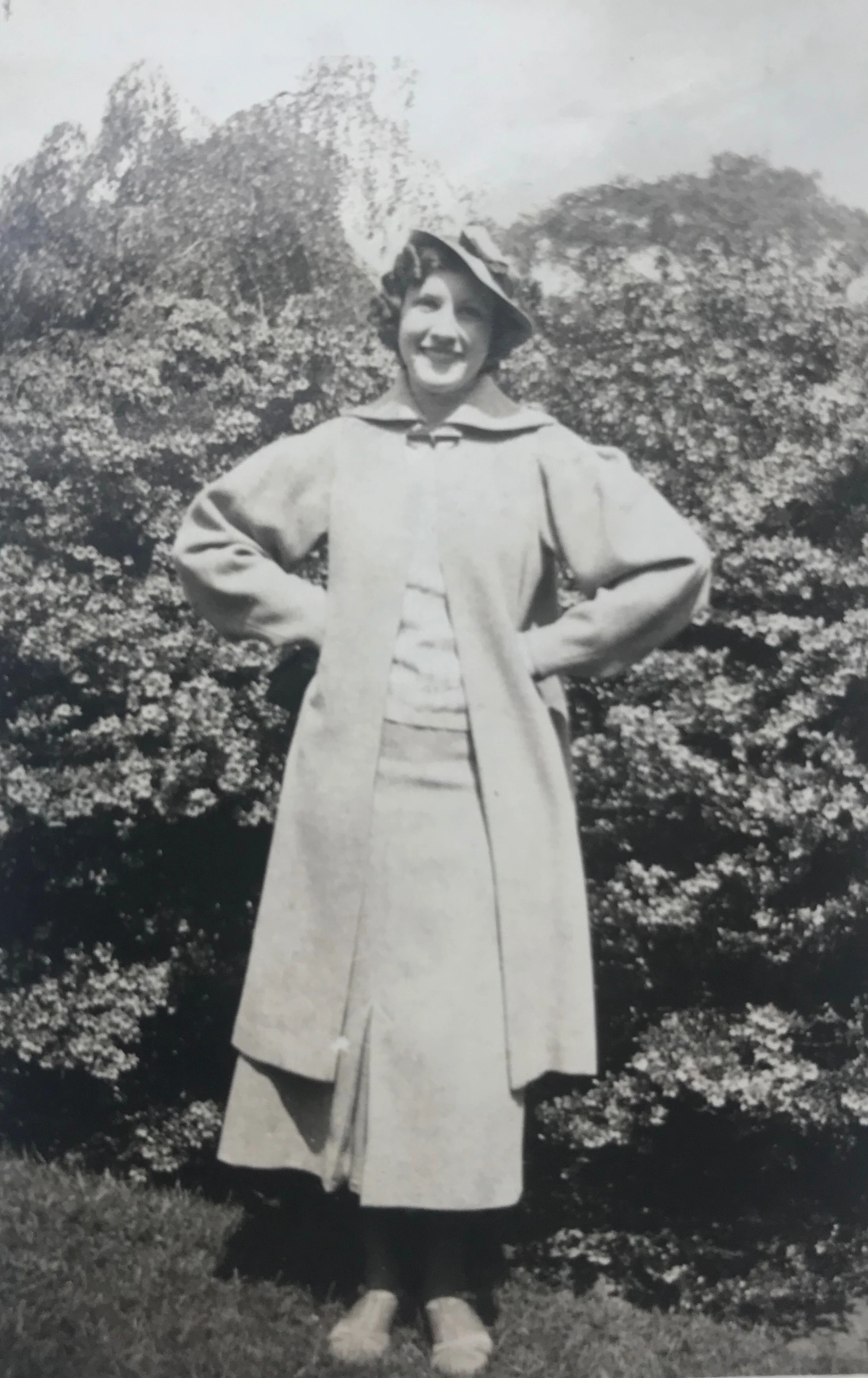 "Ann" is written on the back. This was taken out of a scrapbook so I date it to be around the mid-1930s. 