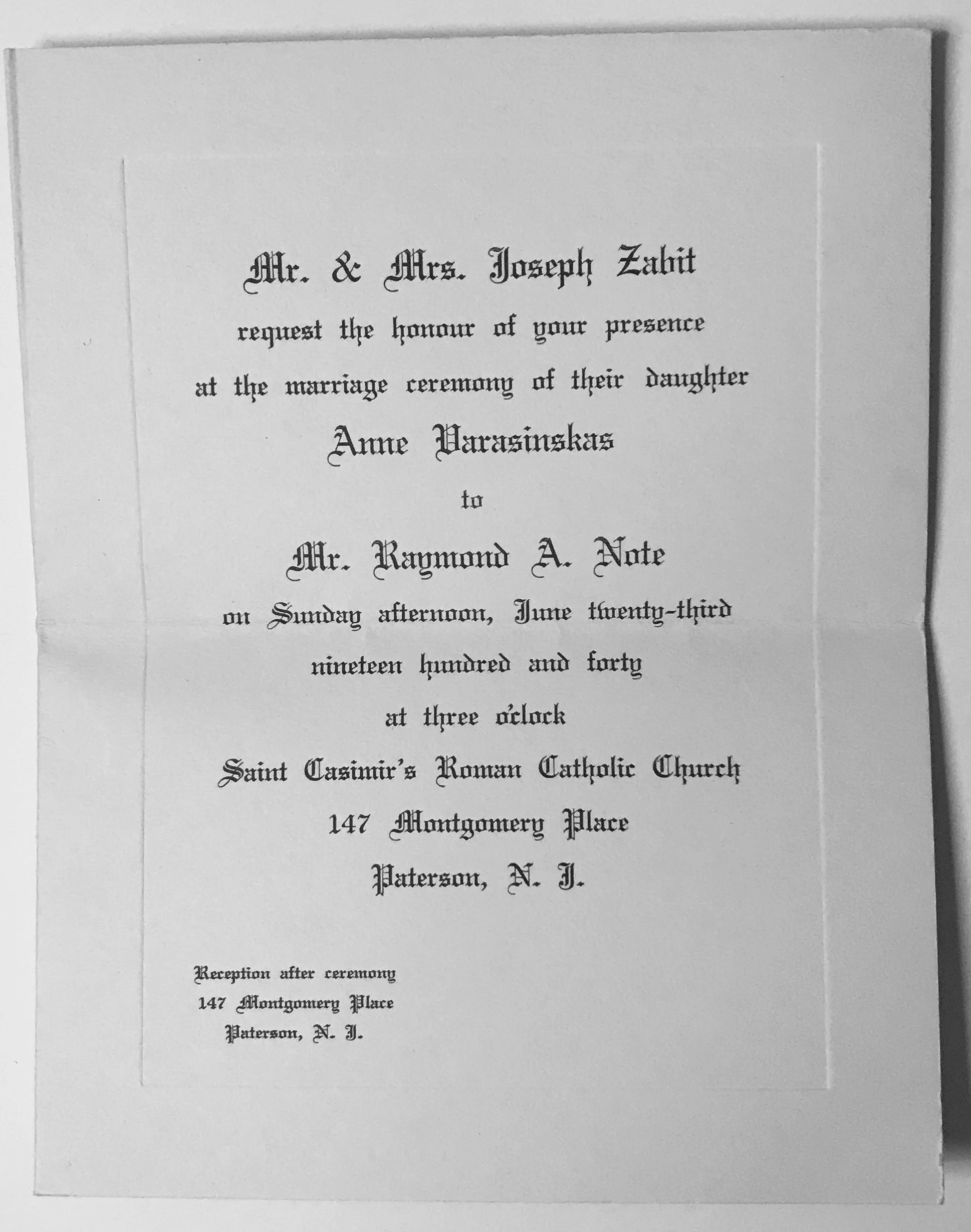 The wedding invitation