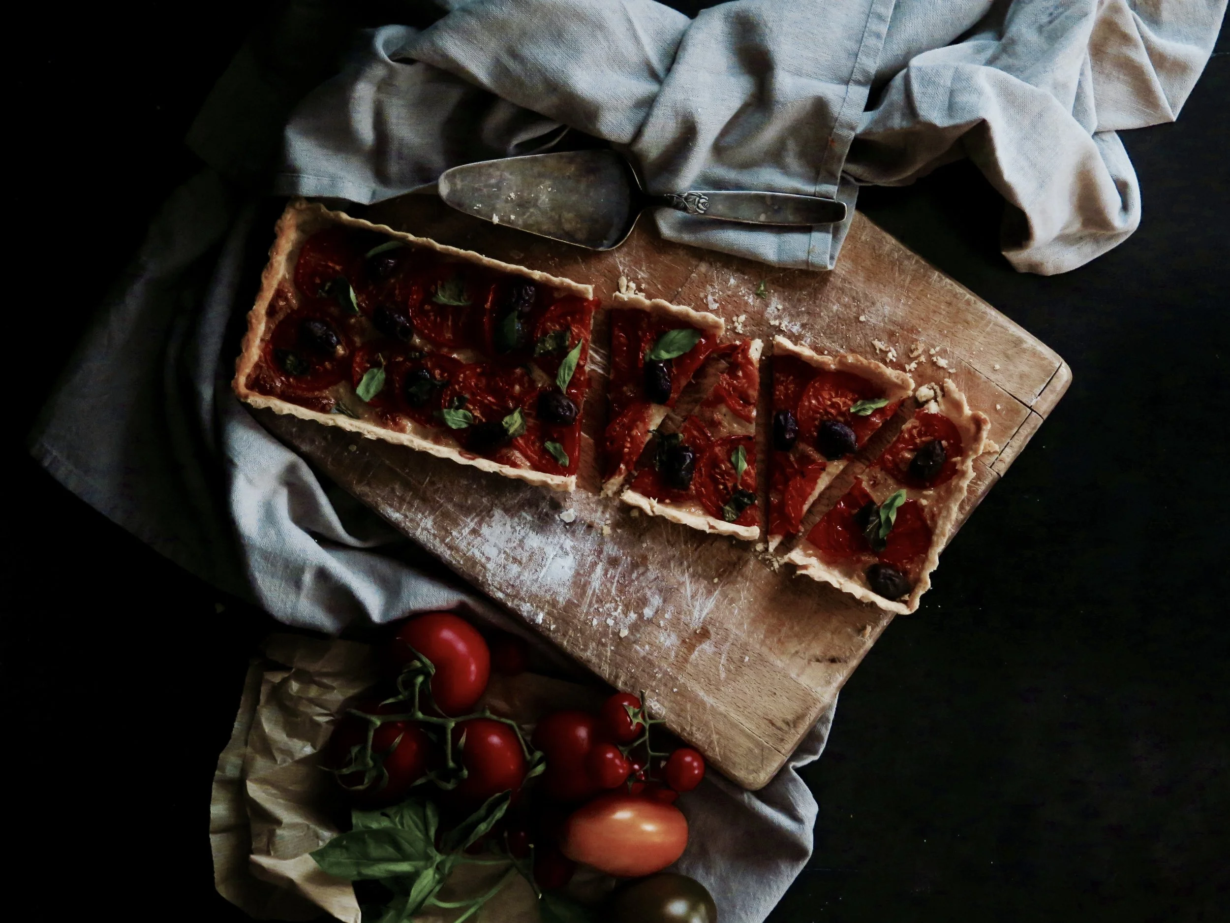 Mozzarella, Tomato & Basil Crostata