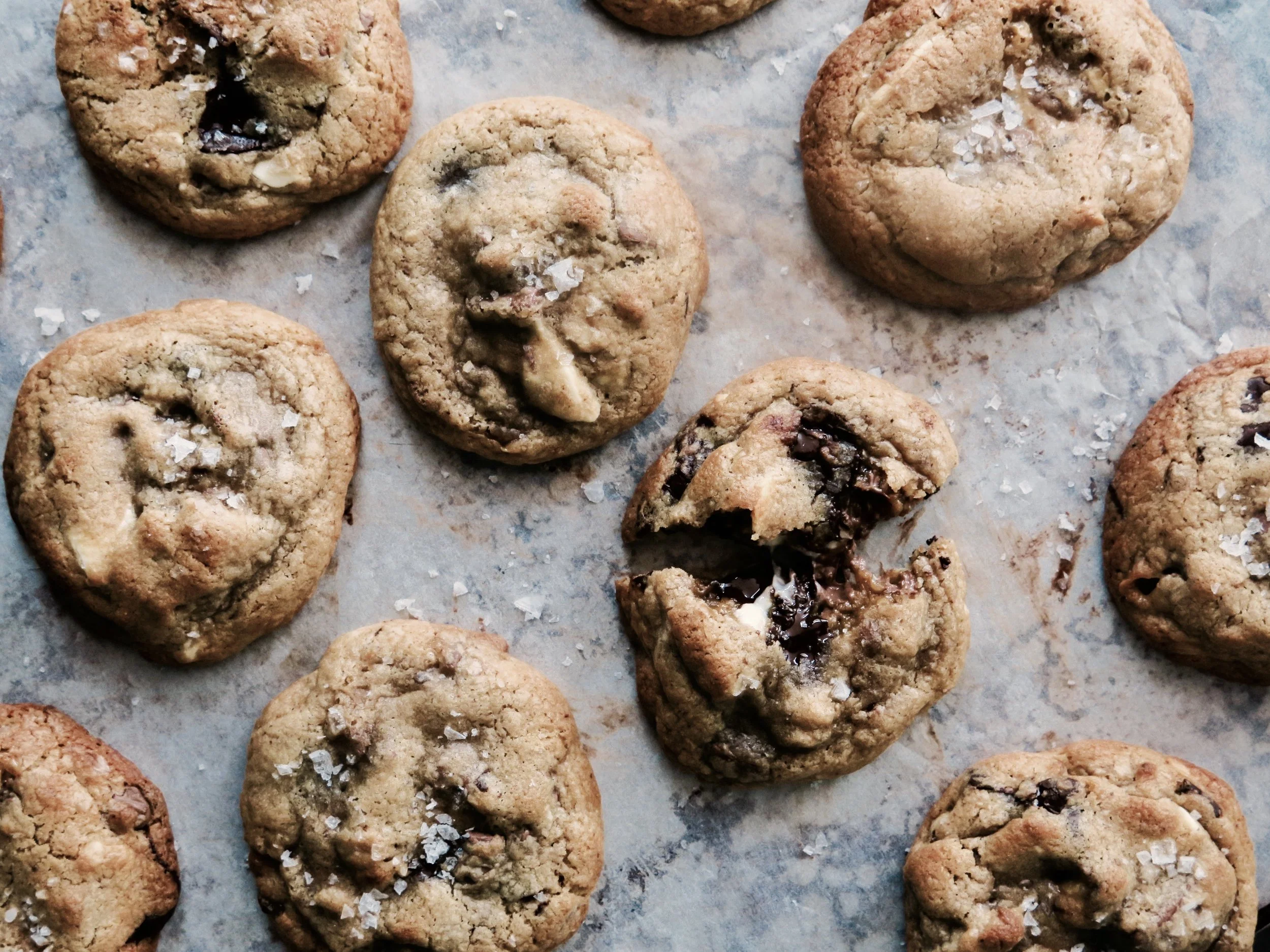 The Ultimate Chunky Chewy Triple Chocolate Caramel Cookies