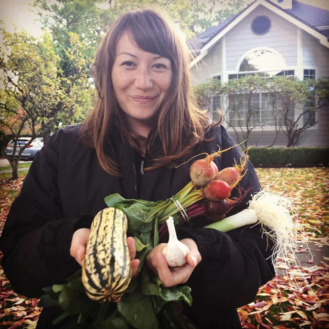 Me at the end of a shoot day with an armful of City Beet Farm’s produce.