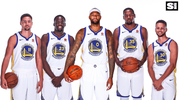 The Warriors and their new center Demarcus Cousins