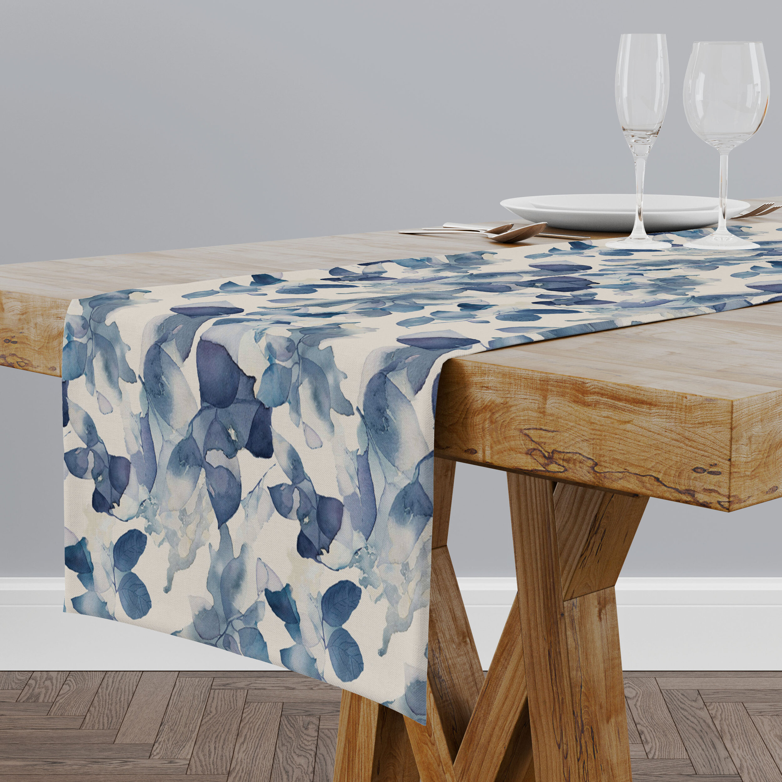 Blue Leaves Table Runner