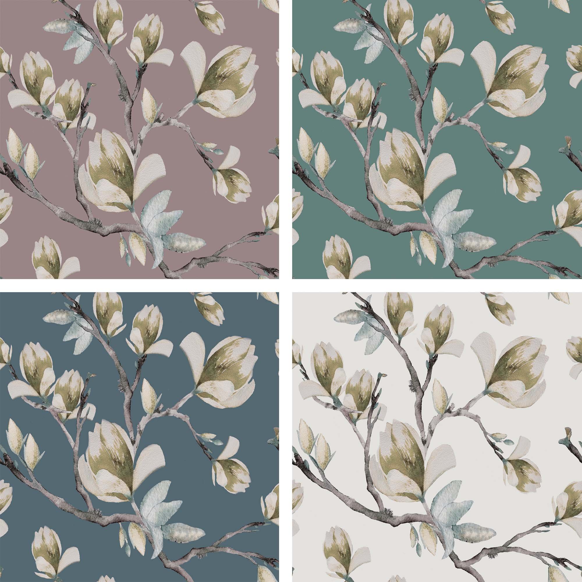 Magnolias and Branches in Sepia Color Study