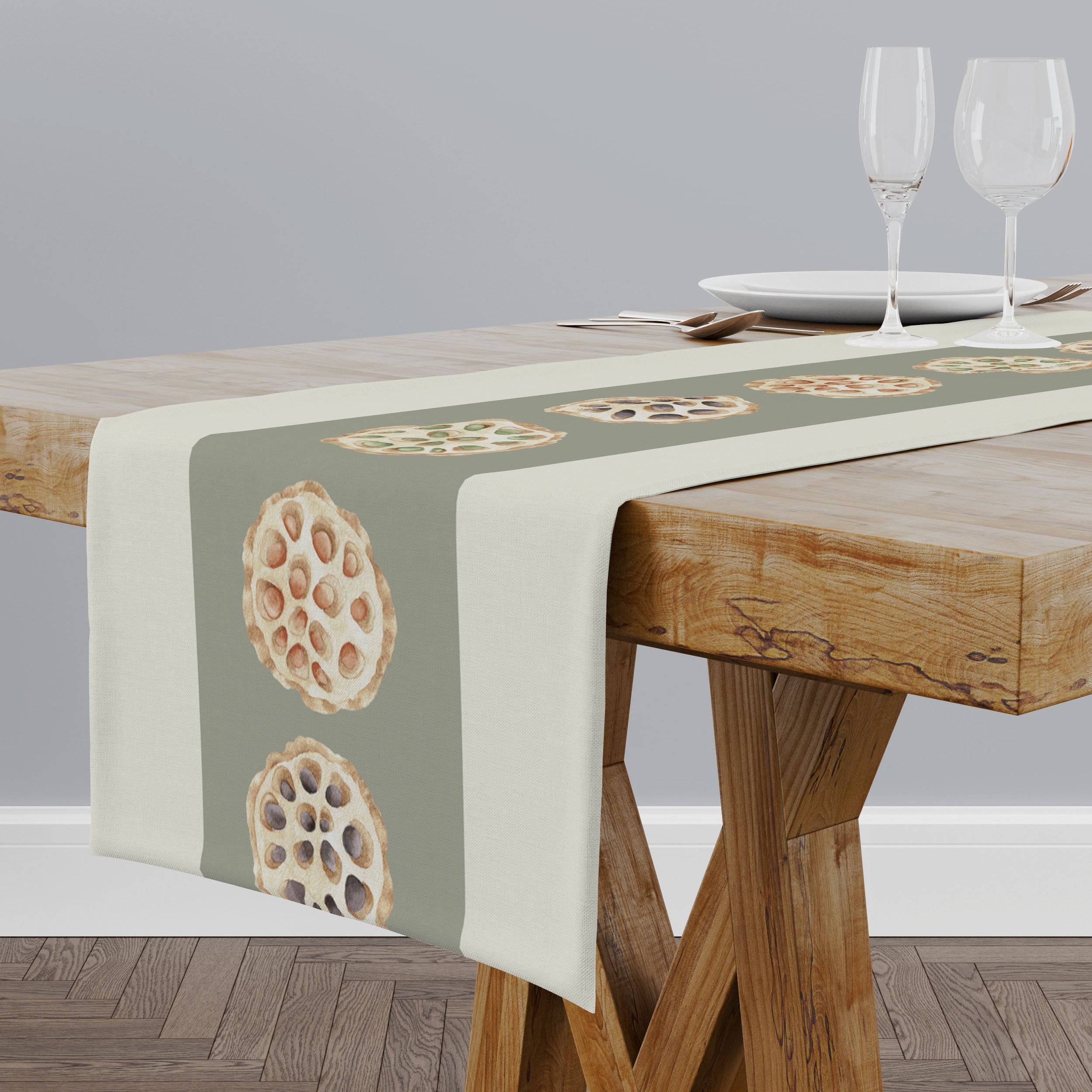 Lotus Seed Pods Band Table Runner