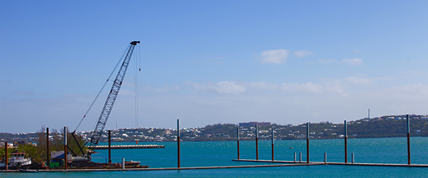 Photo: The two wave attenuator docks are now joined. Once the two are completed, the inner docks and finger piers will be installed