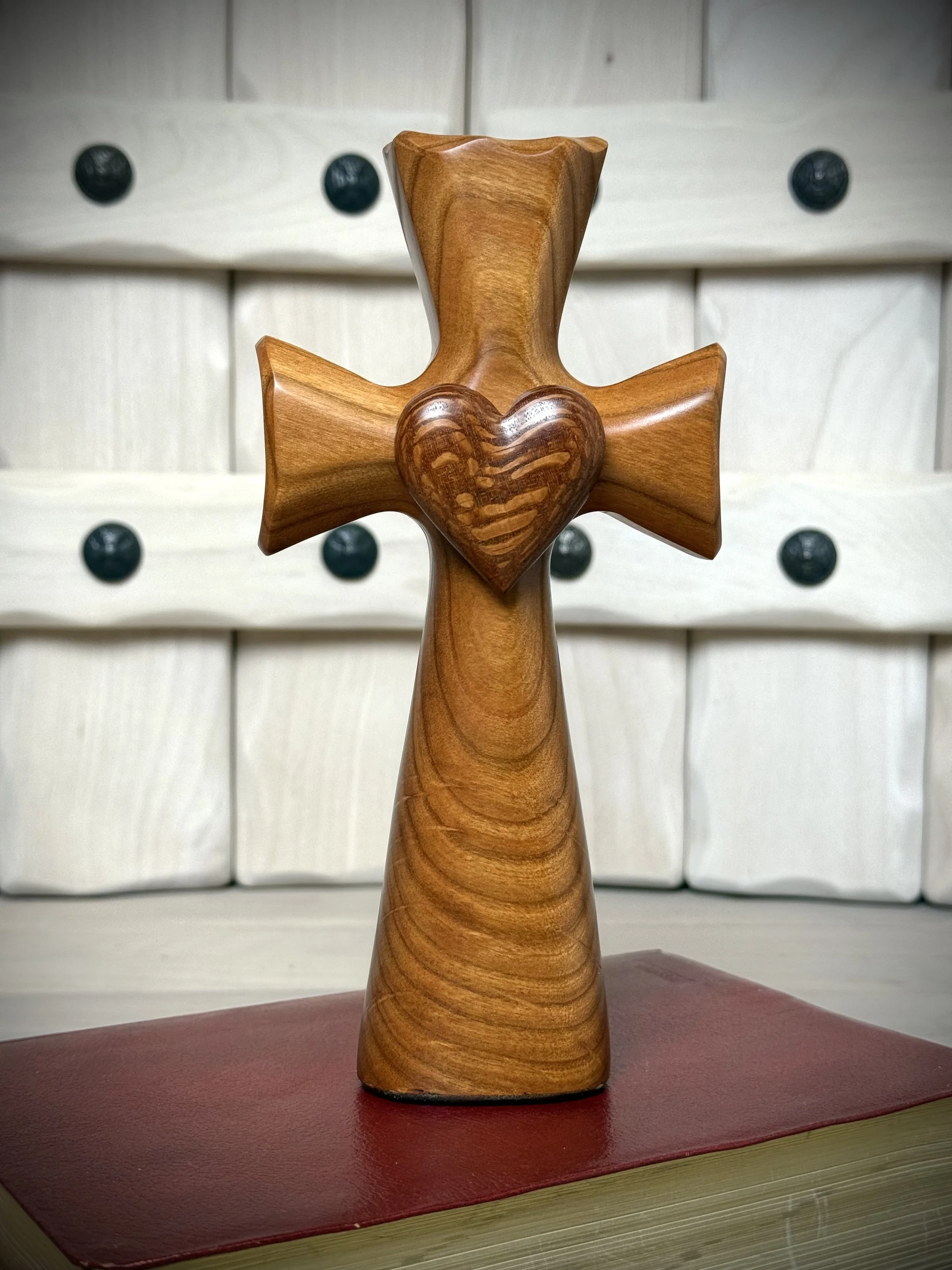 Bible Cross® with Wood Heart