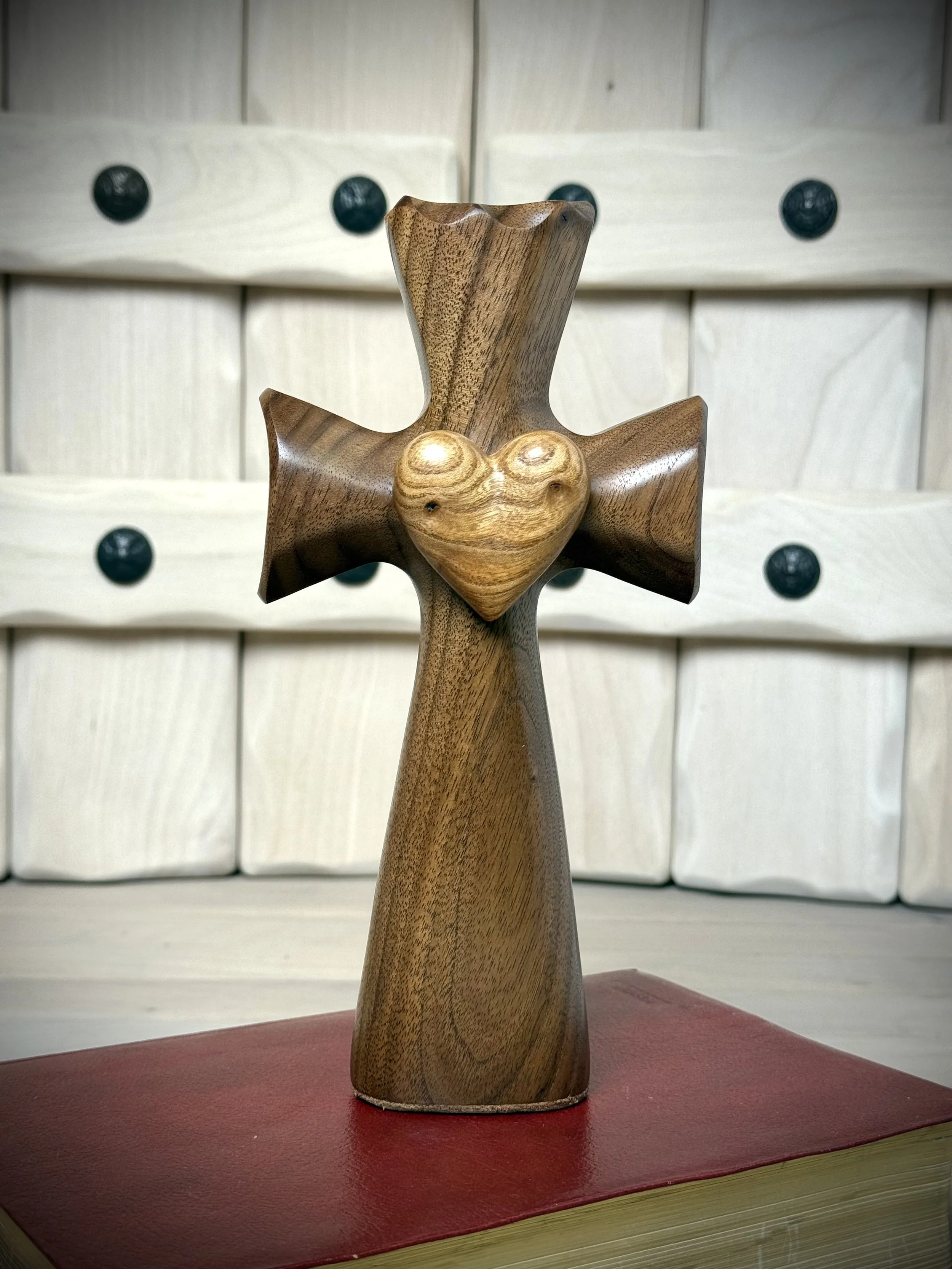 Bible Cross® with Wood Heart