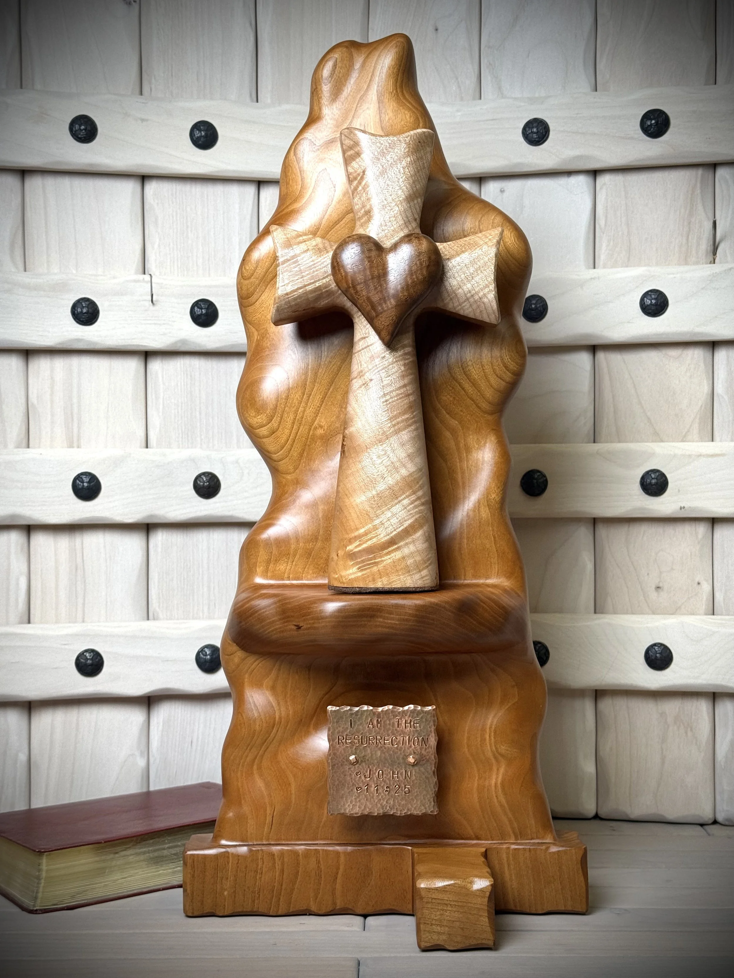 "I Am The Resurrection" Wooden Sculpture