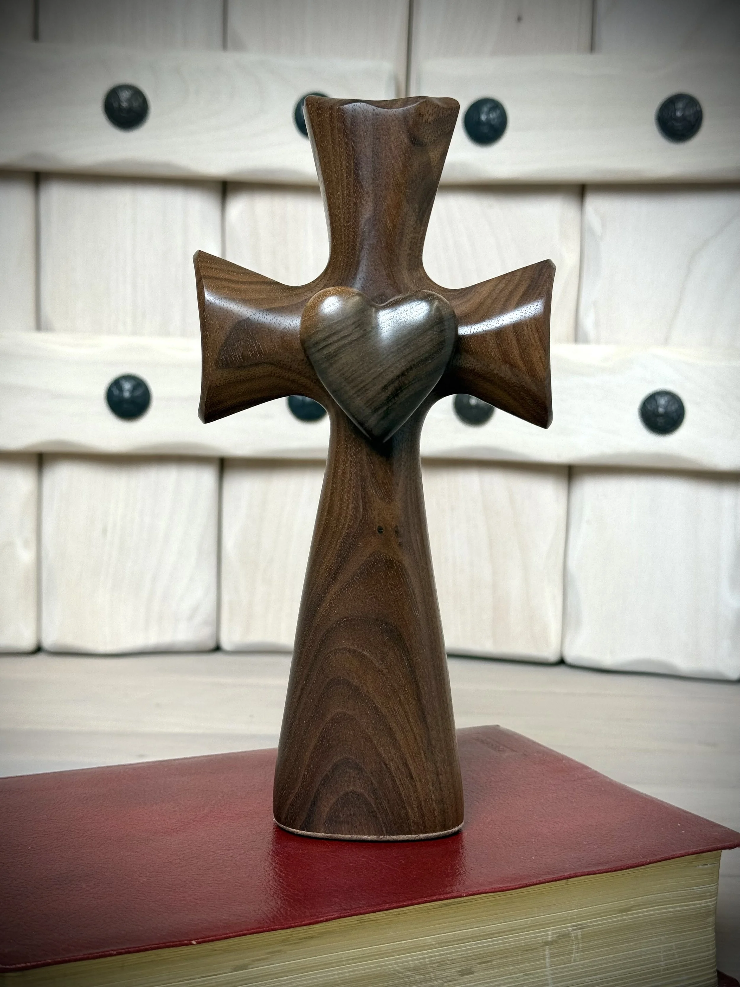Bible Cross® with Wood Heart