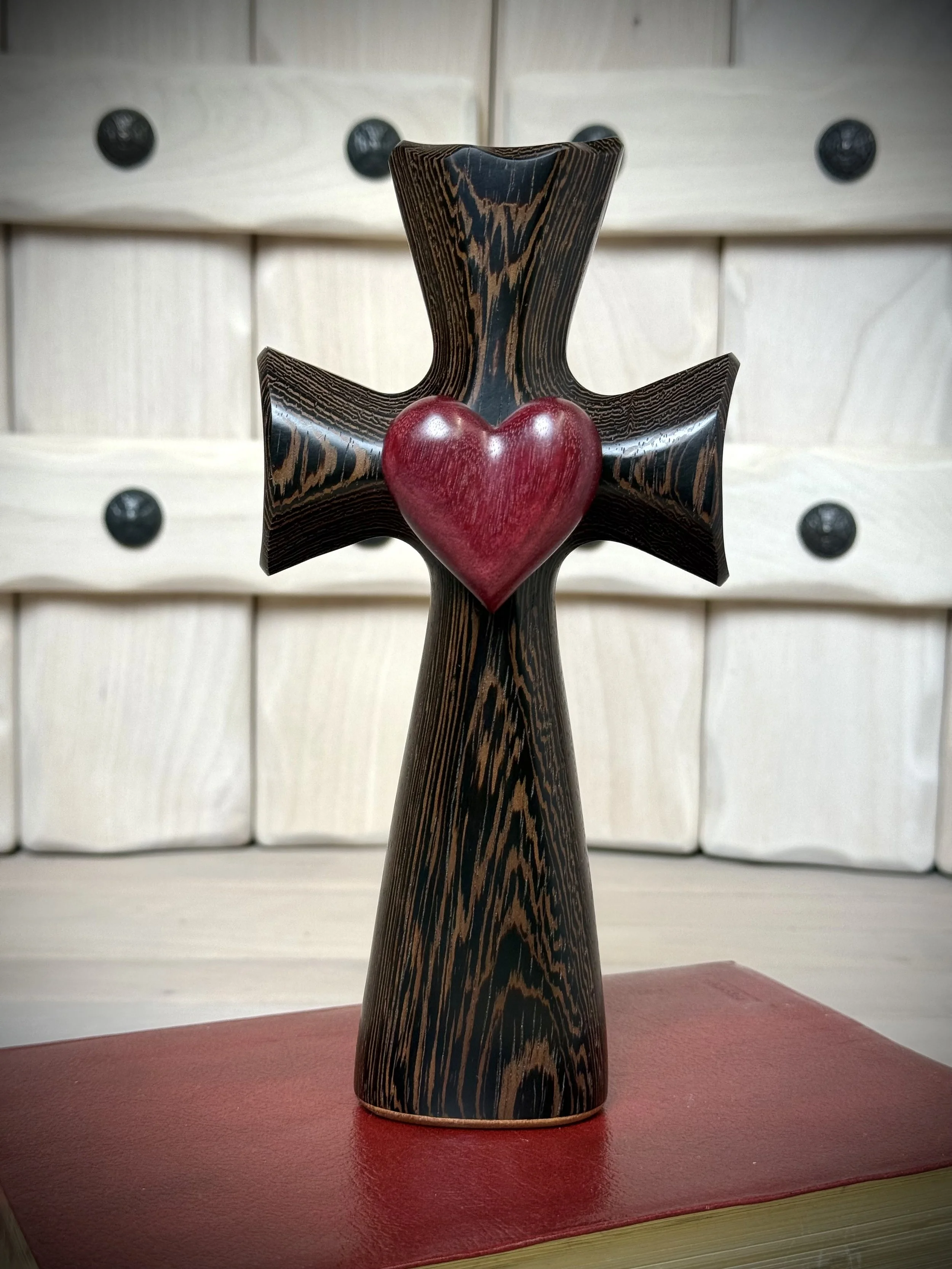 Bible Cross® with Wood Heart