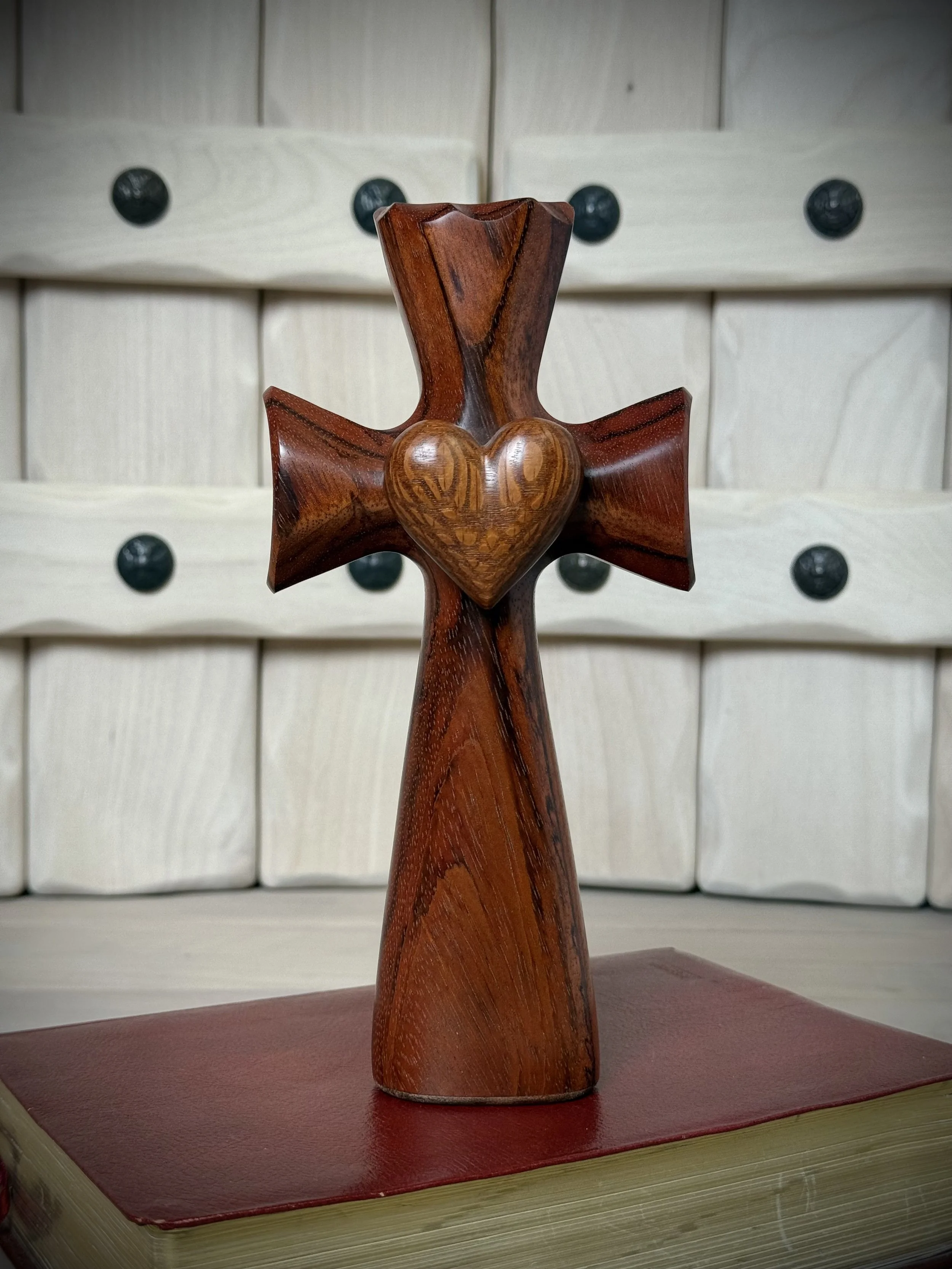 Bible Cross® with Wood Heart
