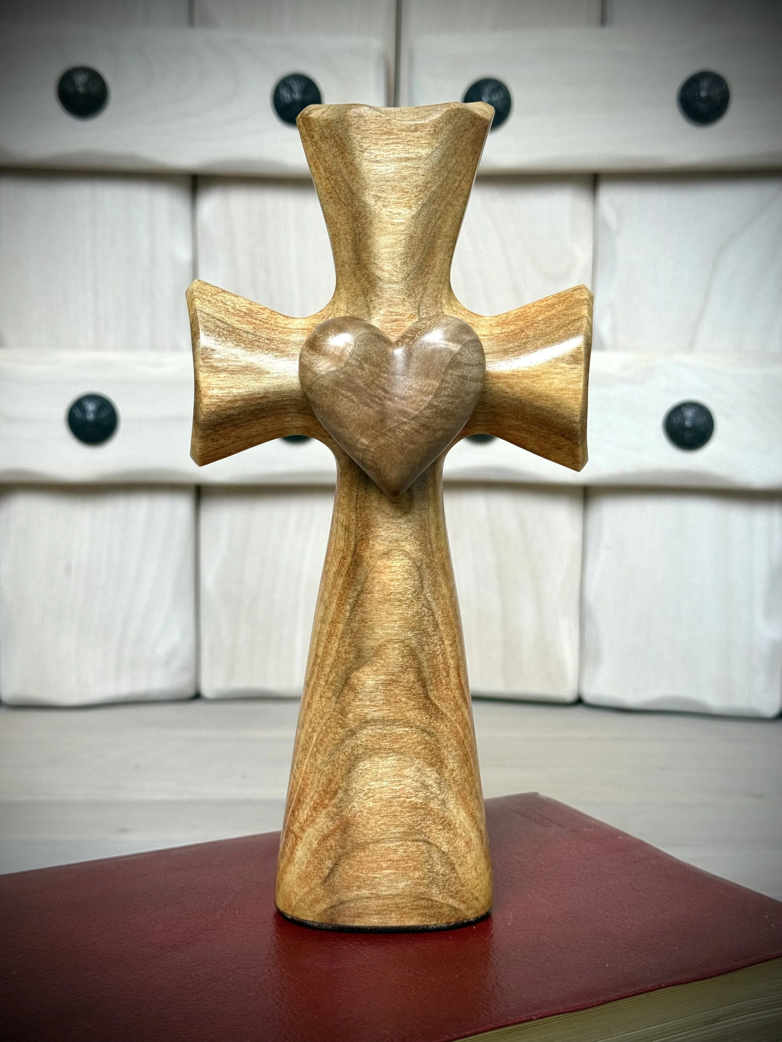 Bible Cross® with Wood Heart