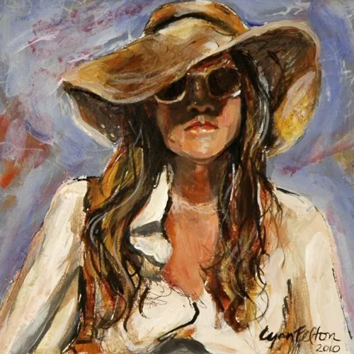 The Savvy Traveler, Acrylic on Paper, 8"w x 8"h, SOLD