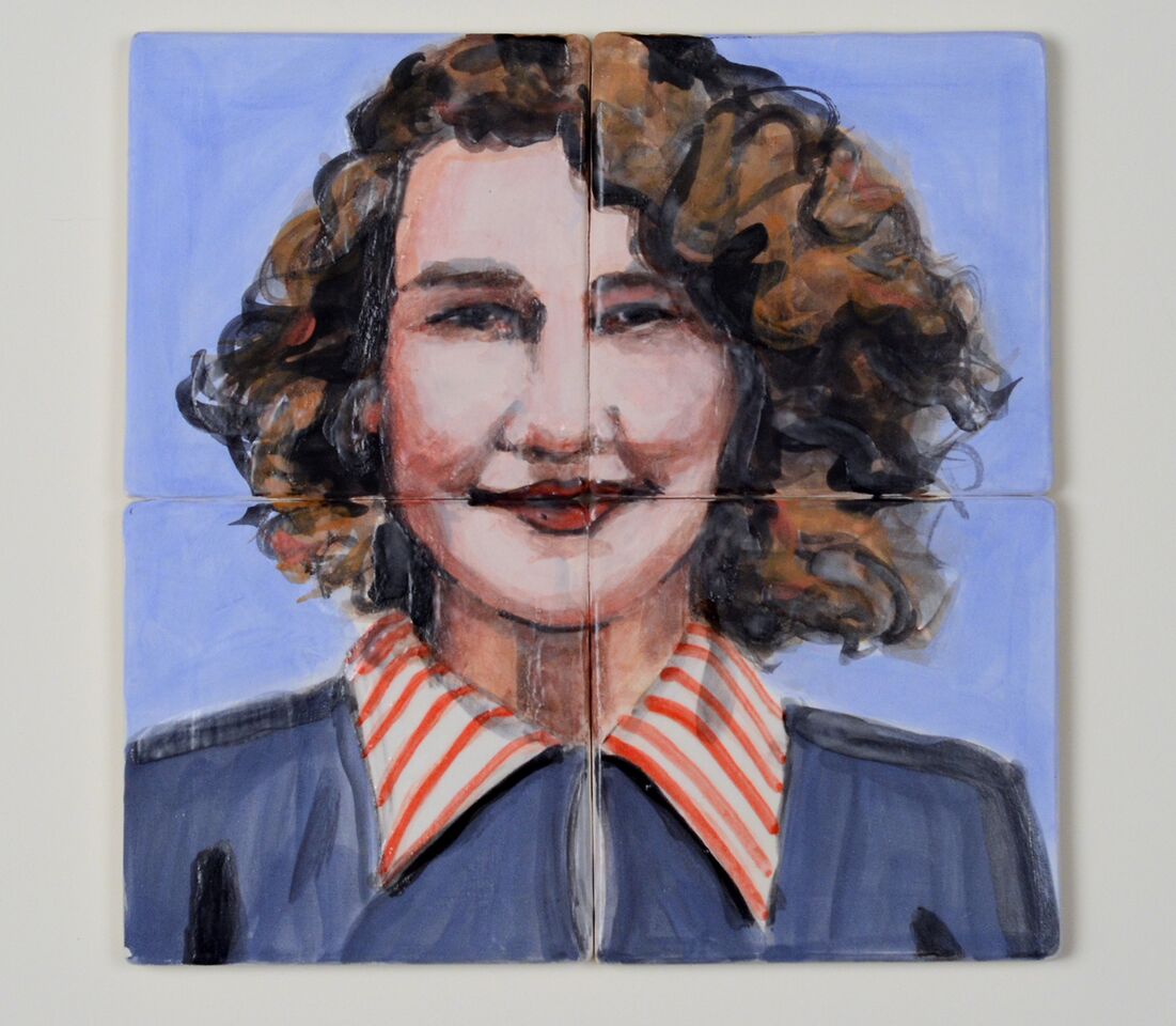 Your Mom Had Cool Hair, Ceramic Coaster Set, Low Fire Clay, Underglazes and Glaze, 8 1/2" x 8 1/2", each 4 1/4" x 4 1/4"