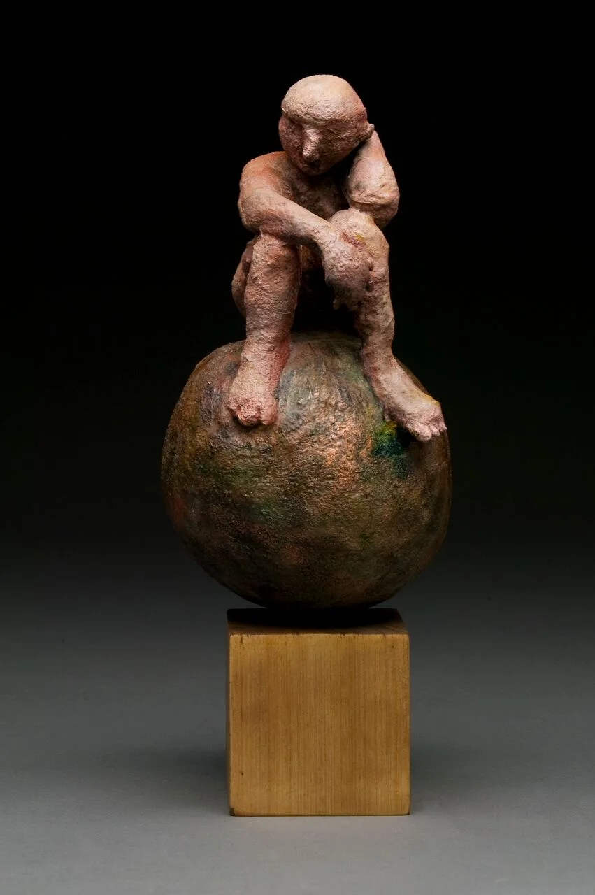 Mind, In A Small World, Concrete, Acid Stain, Acrylic and Wood, 6"w x 14"h x 6"d