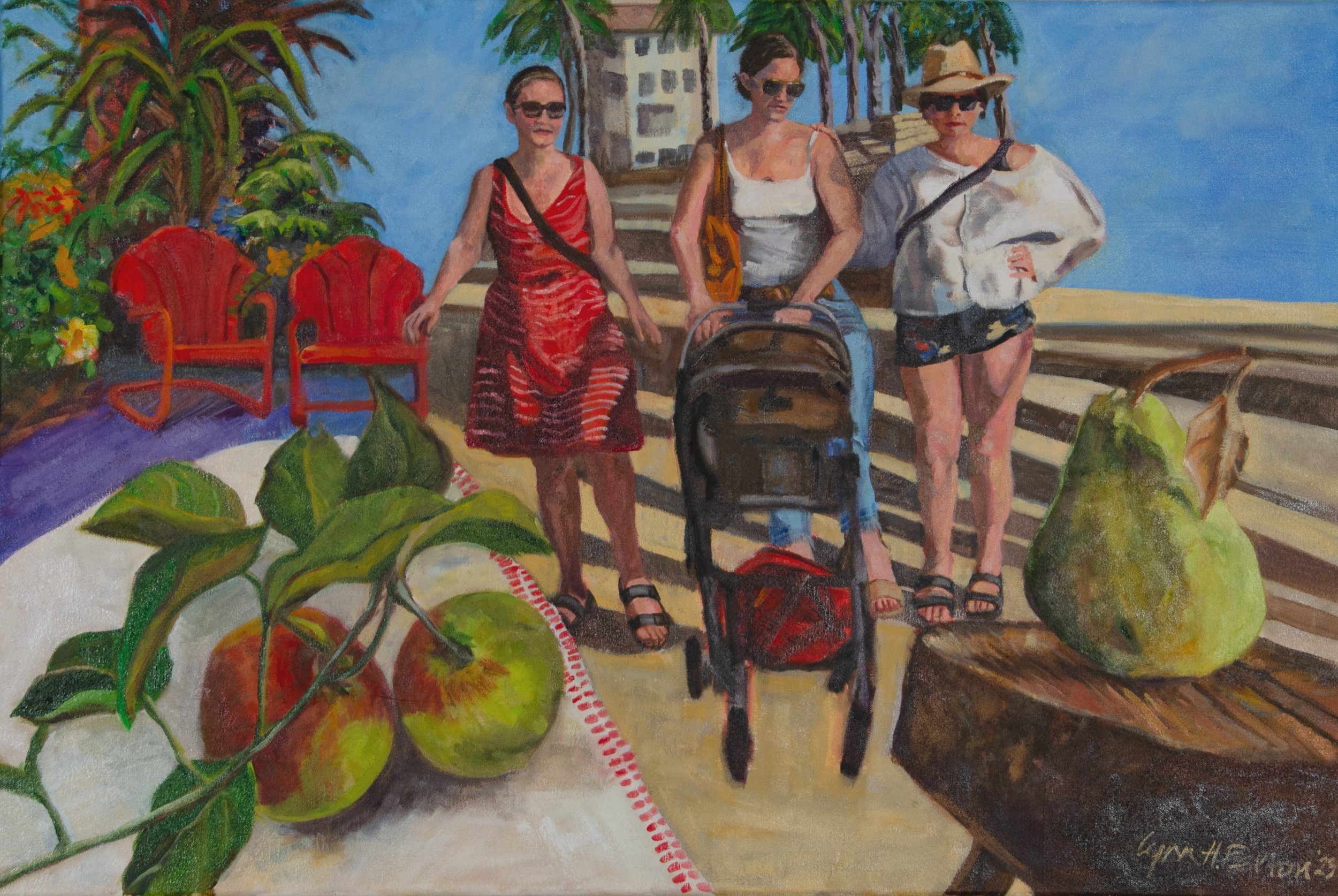 Strolling Santa Monica, Oil on Painting, 36"x24"