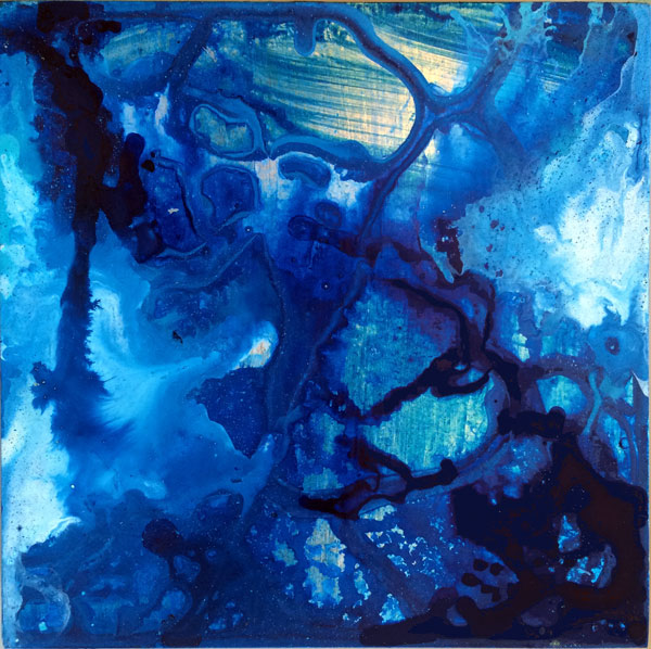 Legend of the Sea - Ink and silver leaf on cradled panel - 6" x 6" - 2016