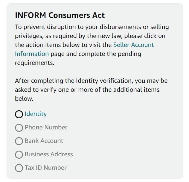 INFORM Consumers Act Seller Verification