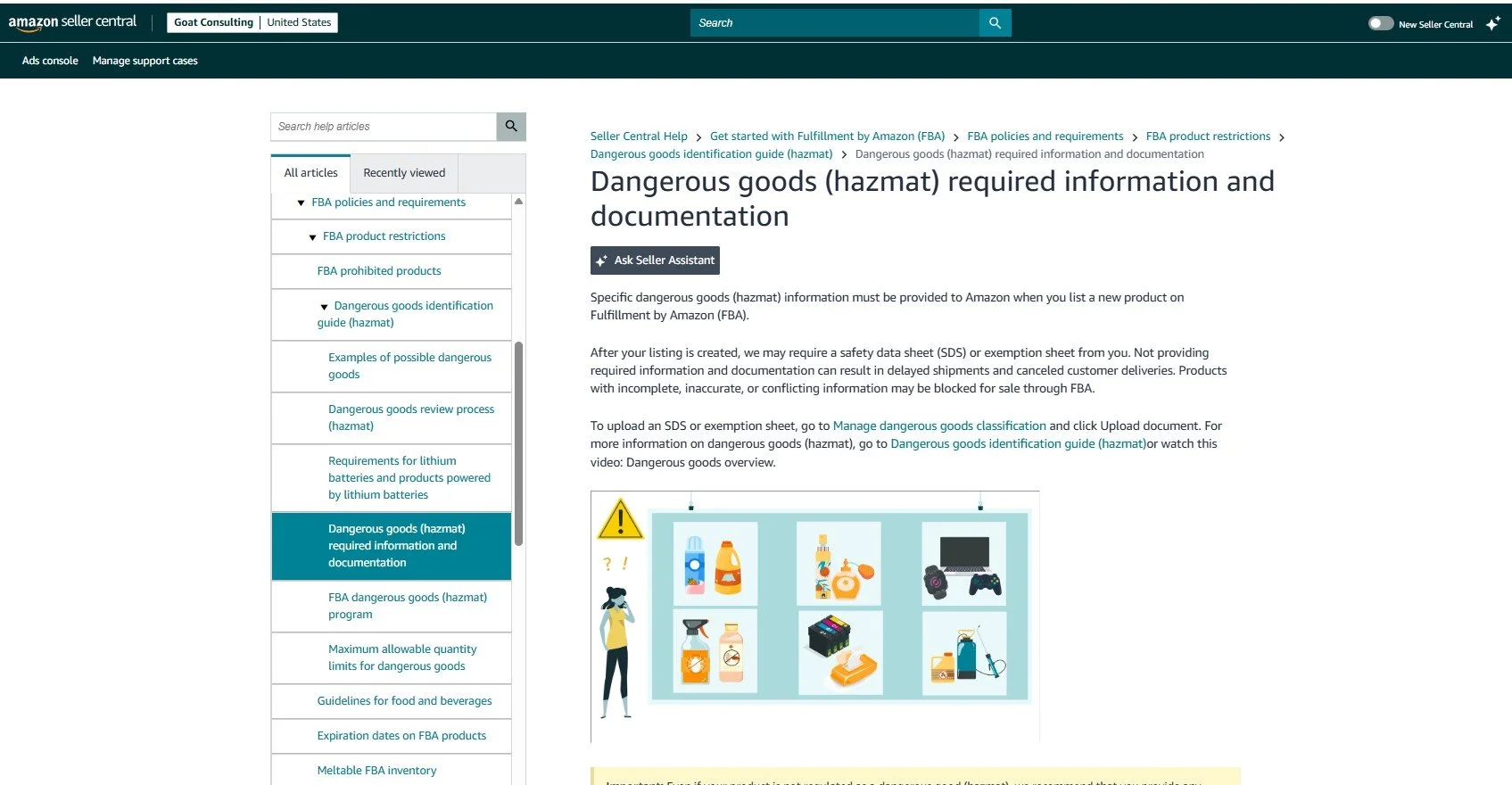 Amazon refrigerant questions dangerous goods Help and Support Page Seller Central