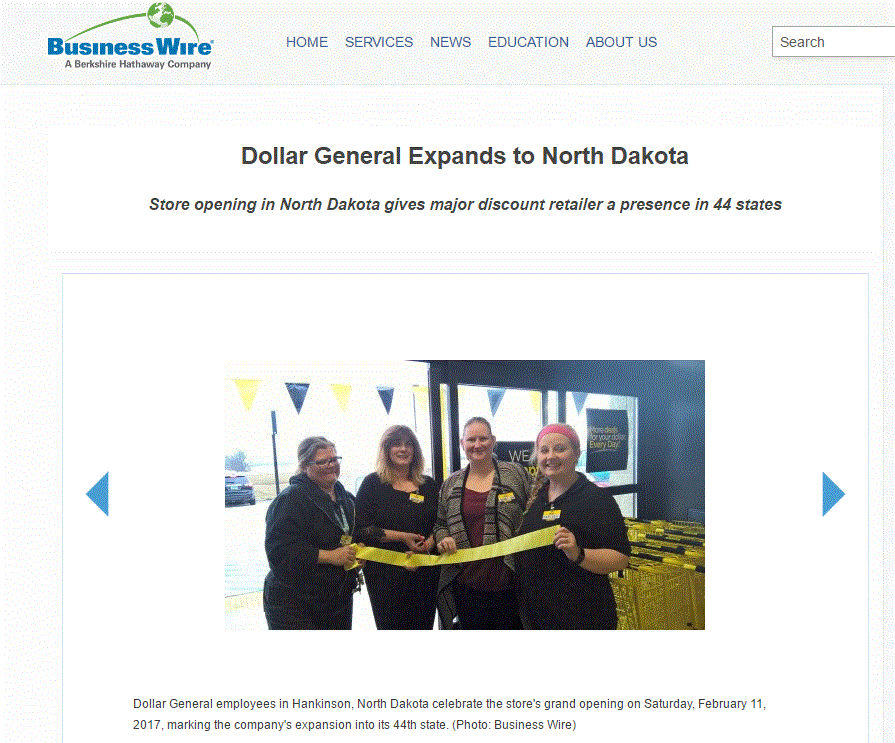 Dollar General Expands to North Dakota