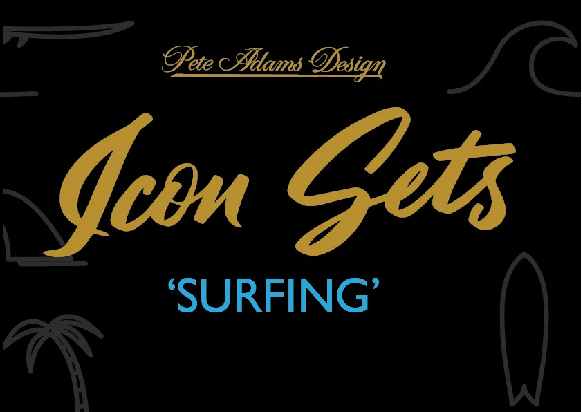 Surfing Icon Set - 16 surf lifestyle based illustrations