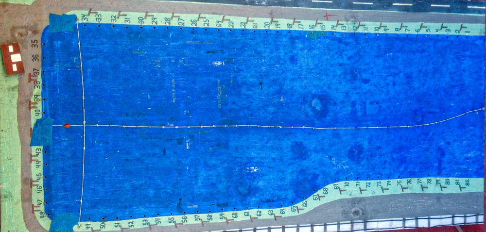 Map of a typical Paylake, showing spots/pegs/swims with center dividing rope