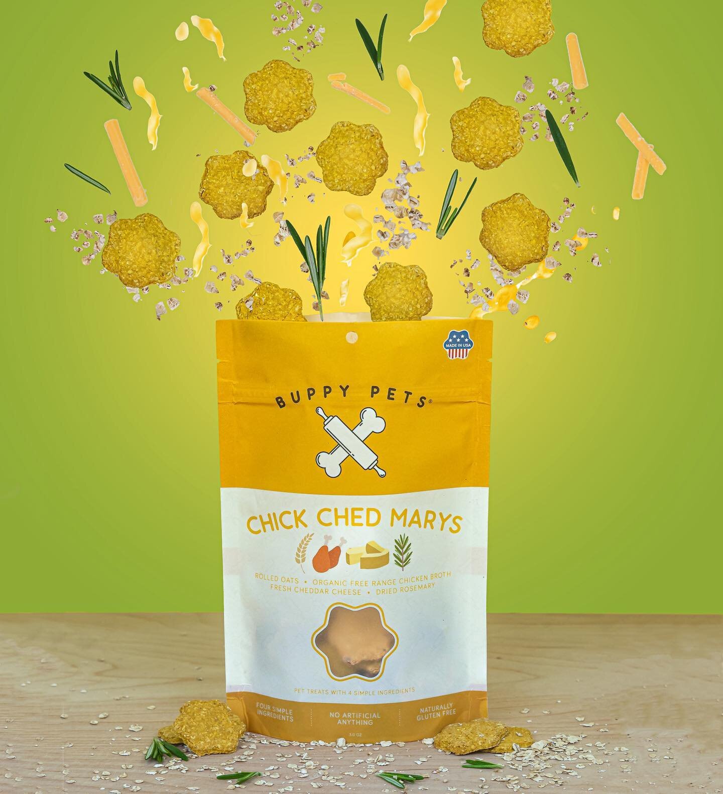 🍗DID YOU KNOW?!🧀

Our entire brand was based on this recipe, the Chick Ched Marys! This was our first flavor created back in 2016 because our dog loves when we snack on cheese and crackers and always begs for a bite, so we got to work making someth