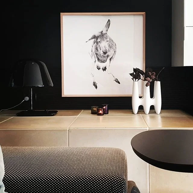 BLACK + WHITE /// 'GREY l' Kangaroo in a beautiful custom natural Oak Frame by @finiframes ----- #kangaroo #drawing #limitededition #collector #artwork #interiordesign #custom #oak #frame #Melbourne #Australia #artist #carlafletcher www.carlafletcher